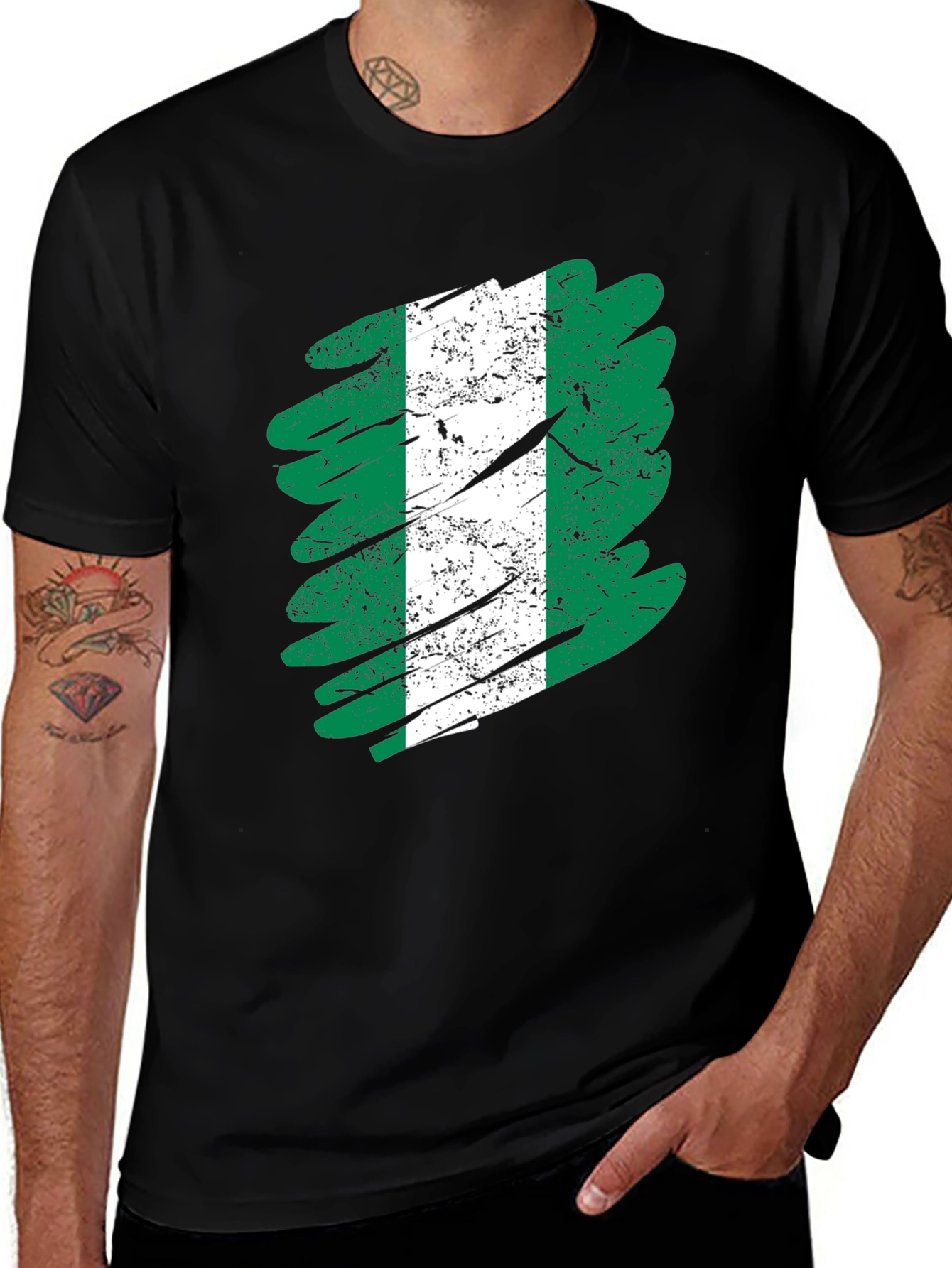 Nigeria Flag Brush Stroke T-Shirt