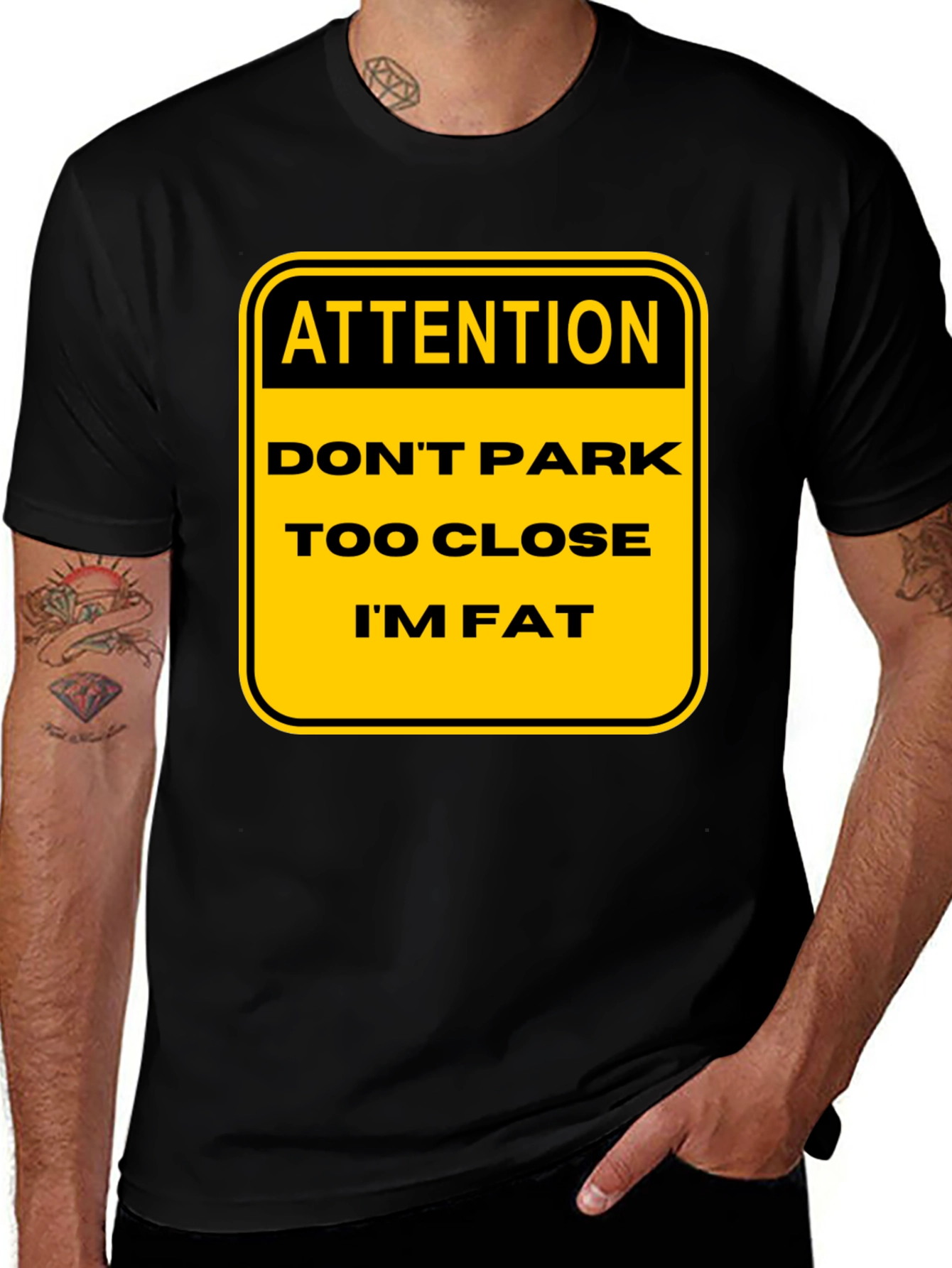 Variant 6 of Funny Warning: Don't Park Too Close I'm Fat T-Shirt