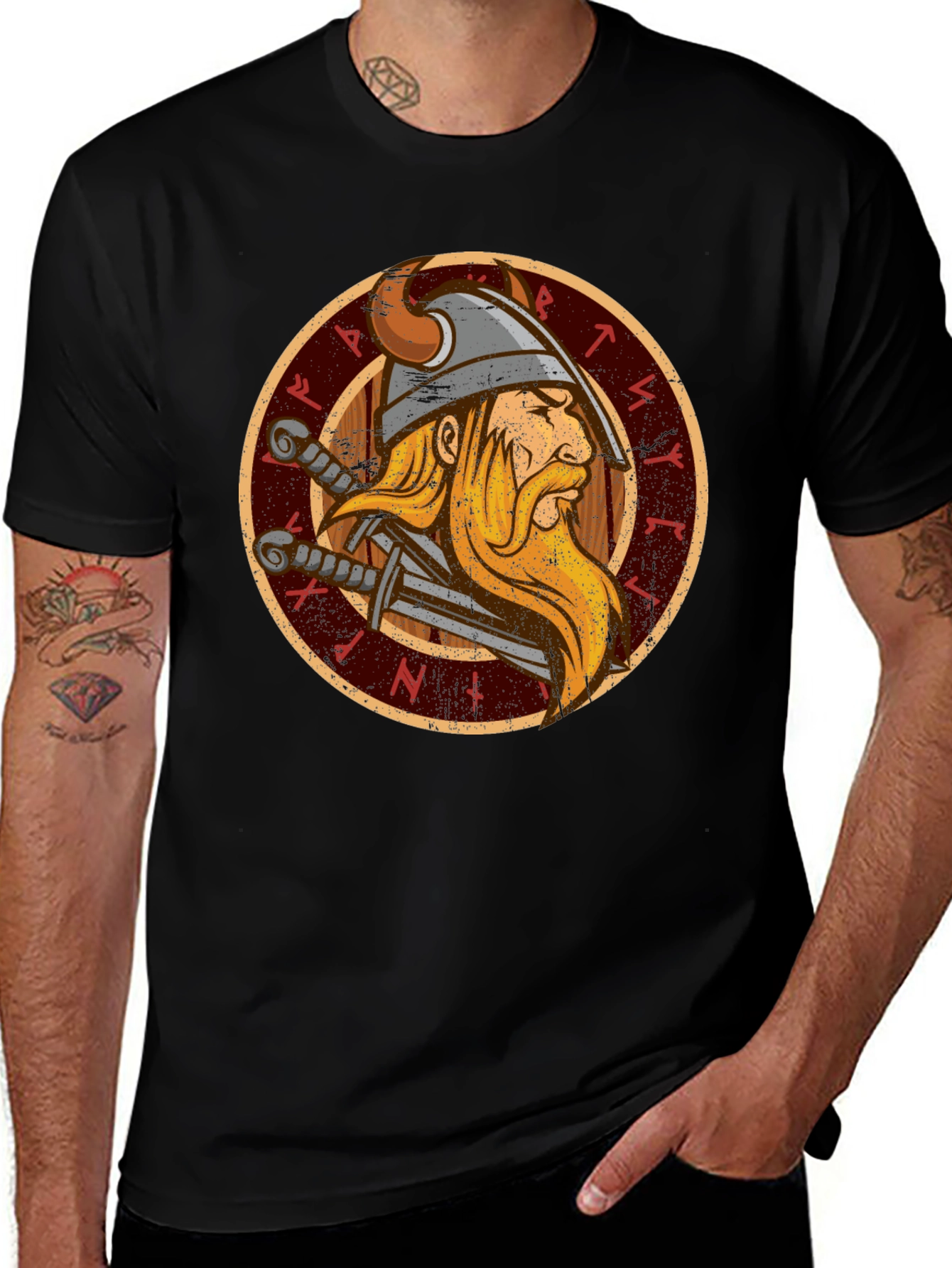 Viking Warrior Graphic Tee - Norse Mythology T-Shirt