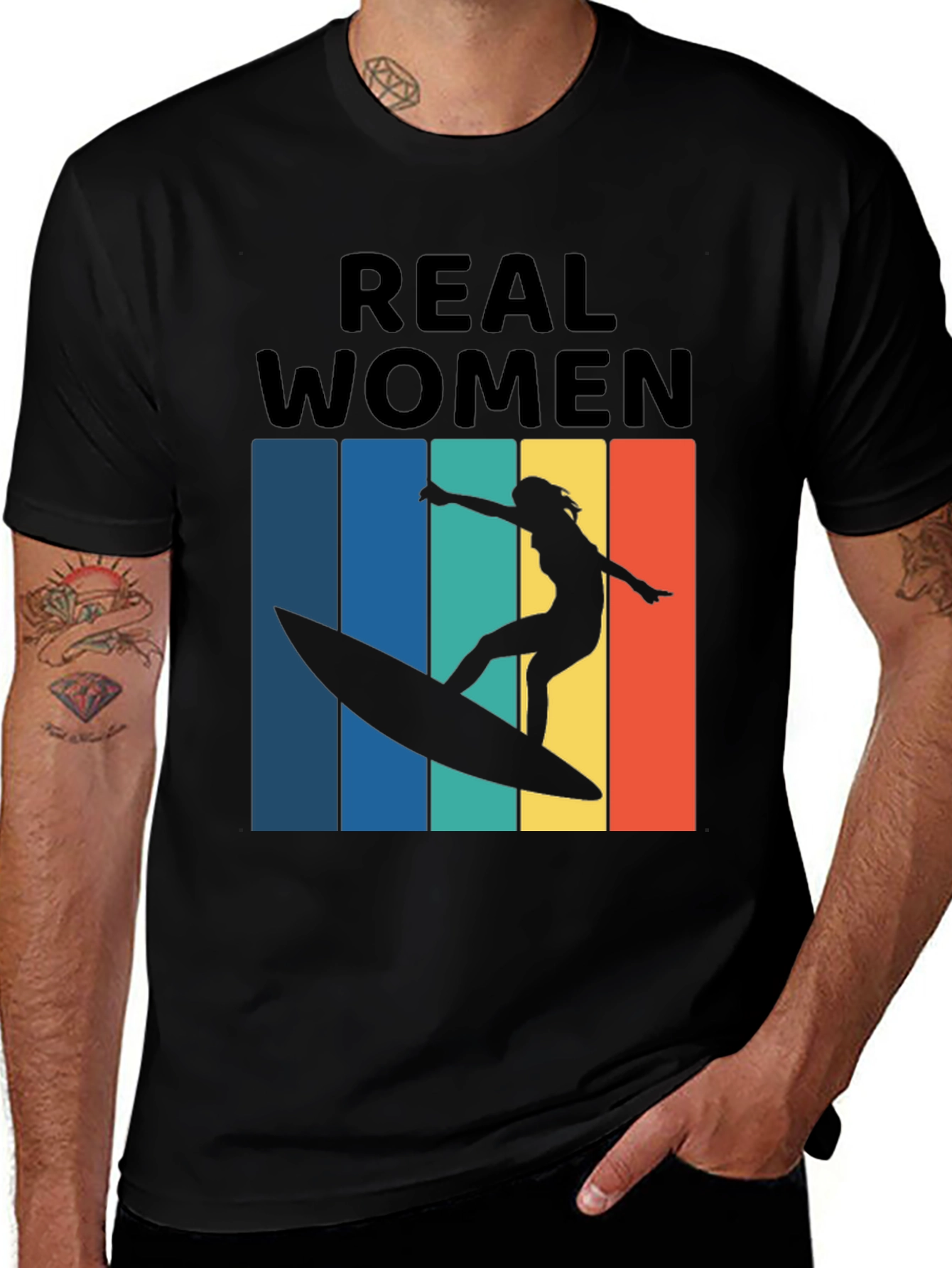 Variant 26 of Real Women Surf T-Shirt, Retro Graphic Tee