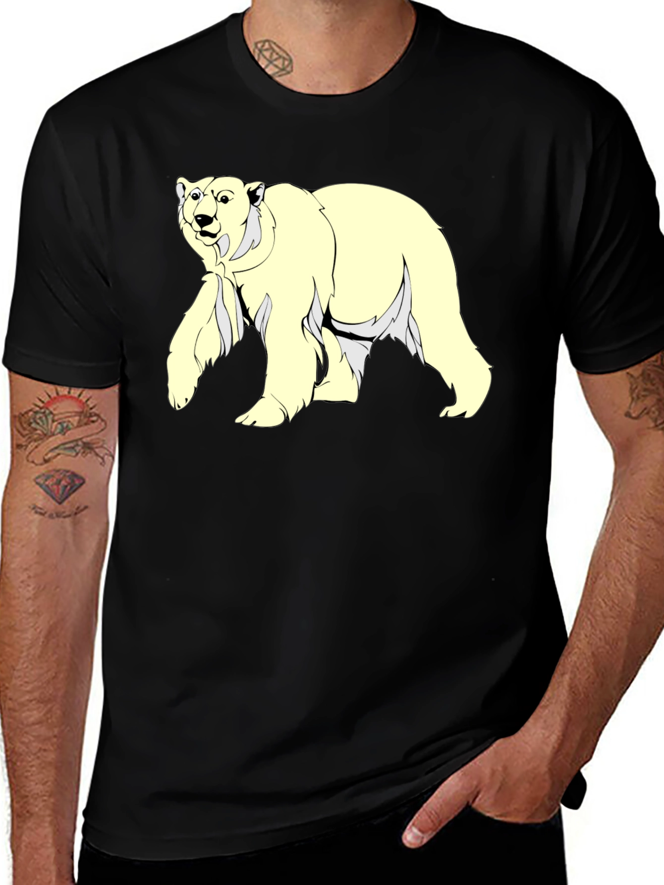 Variant 5 of Polar Bear Graphic Tee - Men's Black T-Shirt