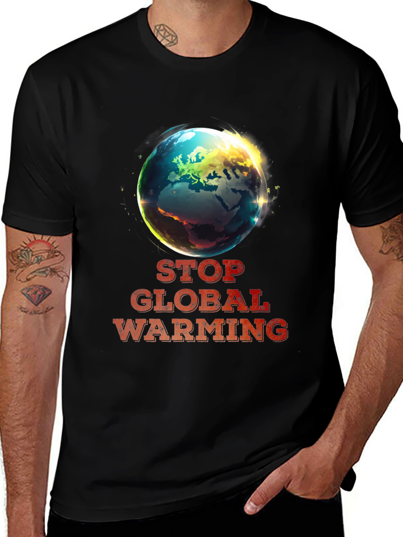 Variant 23 of Stop Global Warming Earth Graphic T-Shirt