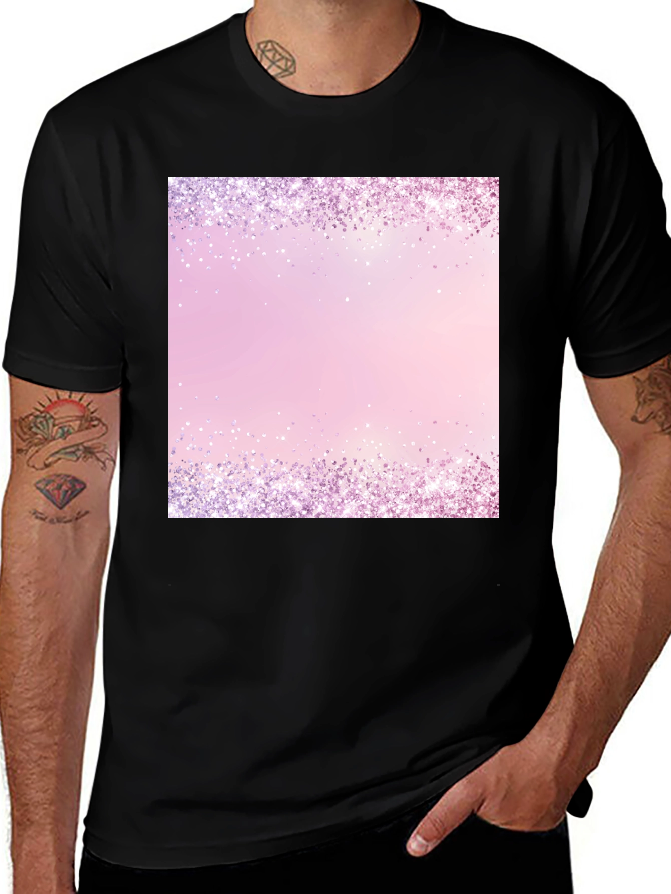 Variant 8 of Sparkling Border Graphic Print T-Shirt