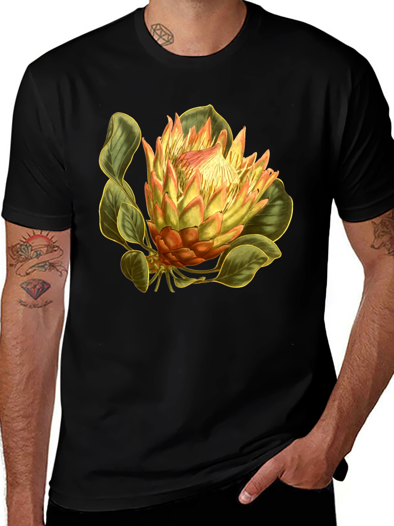 Variant 18 of Protea Flower Graphic Black T-Shirt