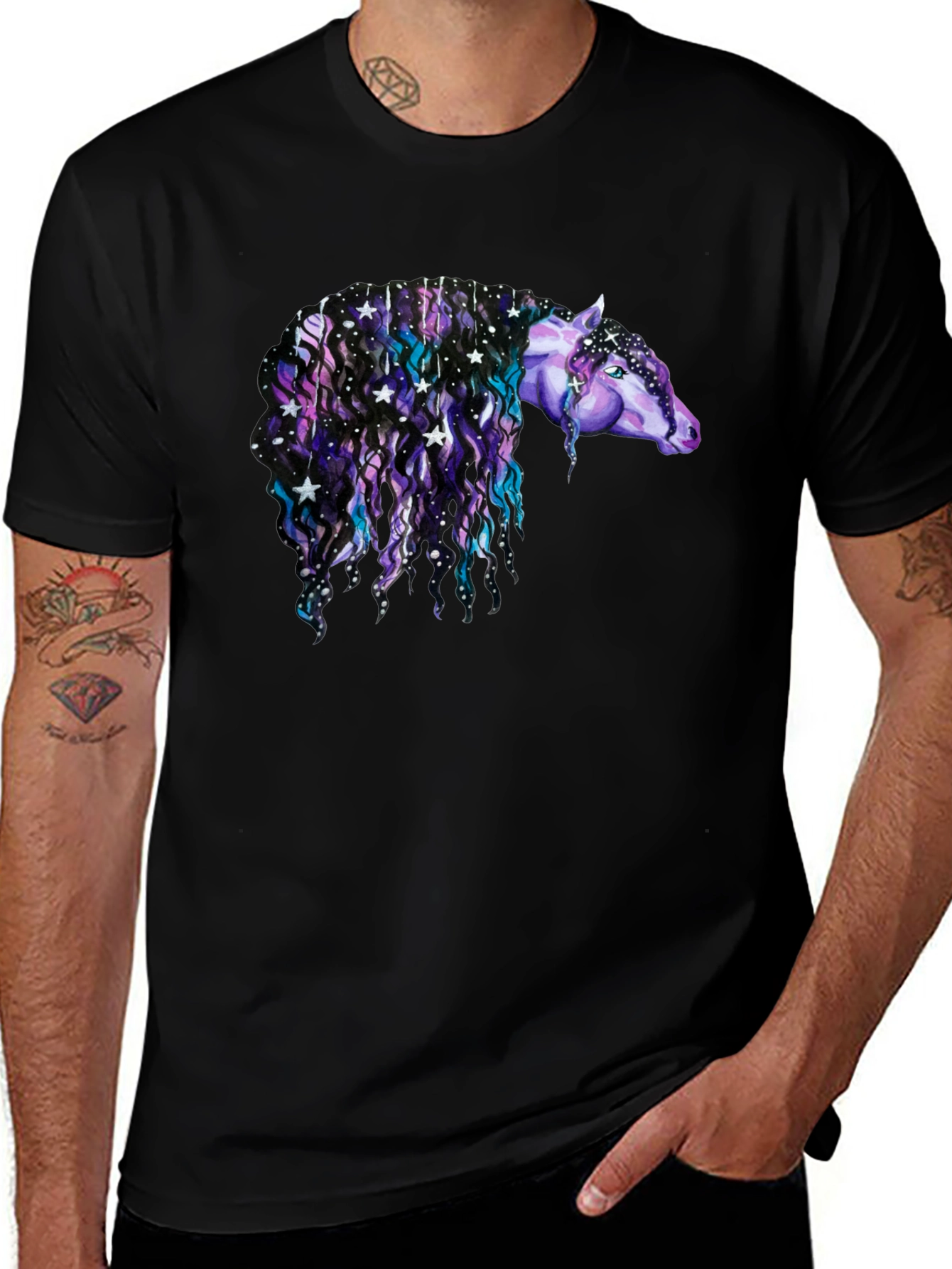 Variant 9 of Galaxy Horse Graphic Tee - Black T-Shirt