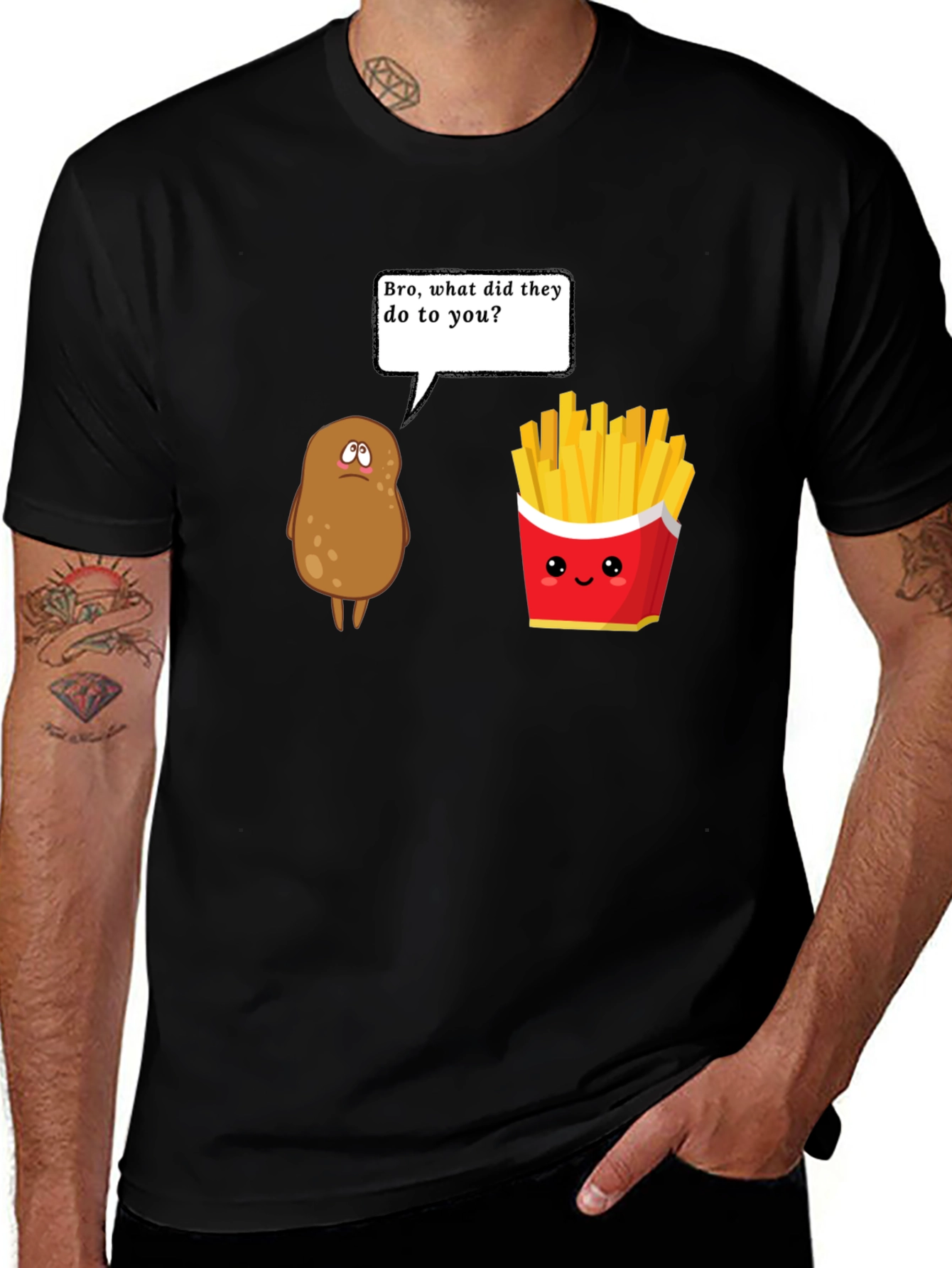 Variant 24 of Funny Potato & Fries Graphic T-Shirt