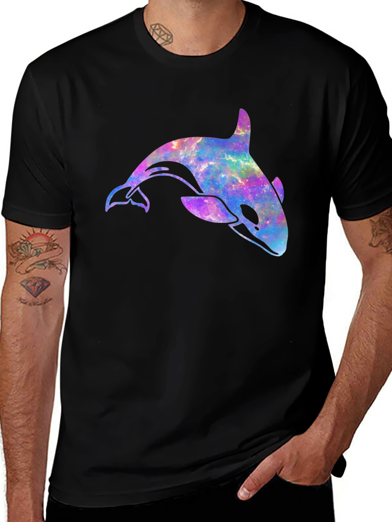 Variant 3 of Galaxy Orca Graphic Tee - Black Unisex T-Shirt