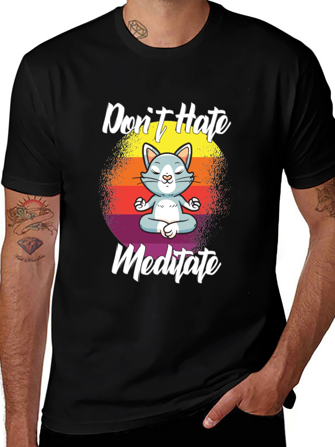 Variant 5 of Don't Hate Meditate Cat T-Shirt Yoga Lover