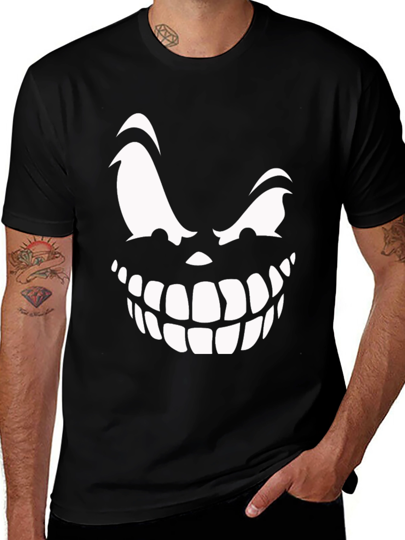 Variant 26 of Creepy Smile Graphic Tee - Black