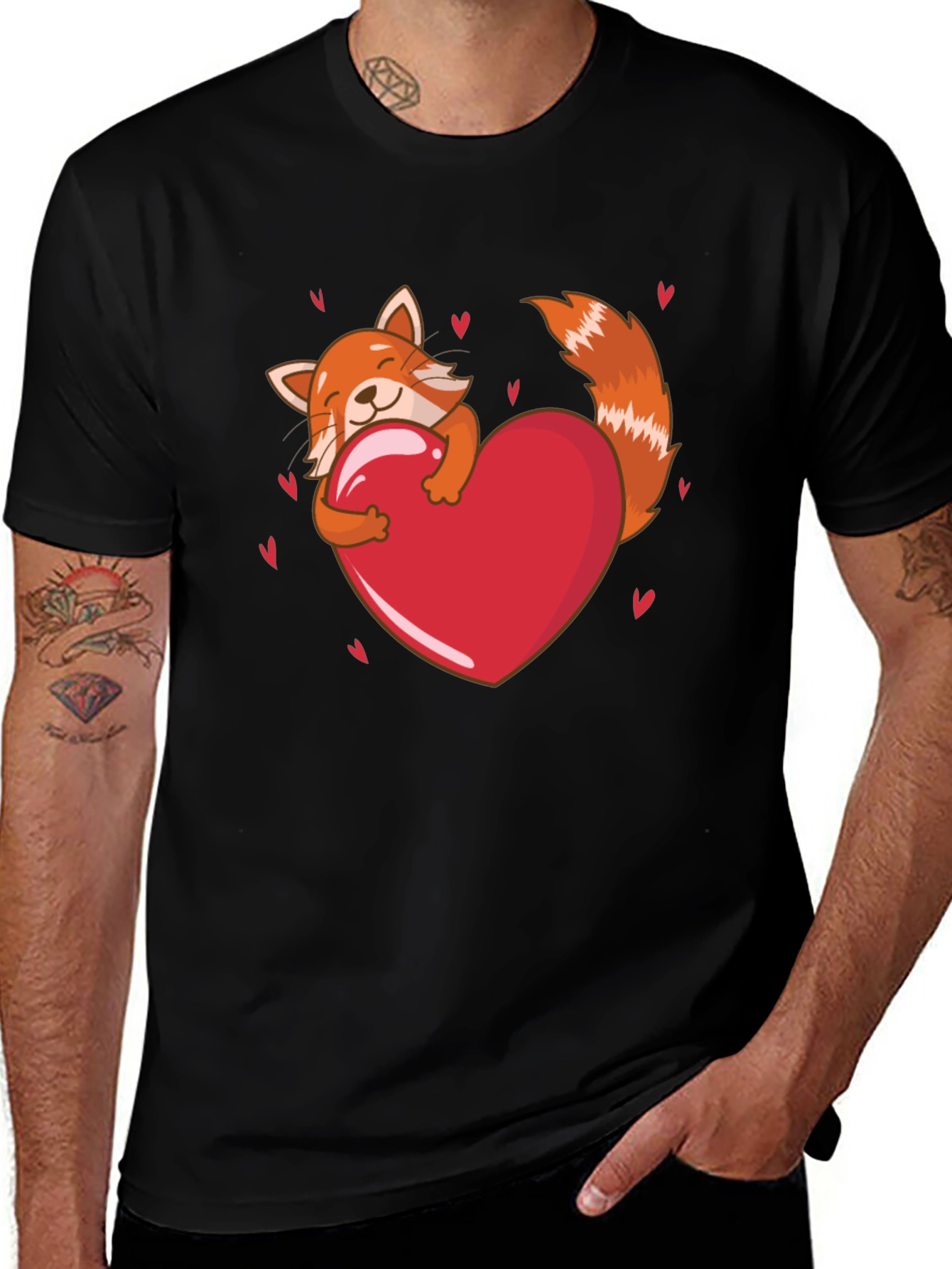 Variant 23 of Cute Red Panda Heart T-Shirt - Valentine's Day Tee