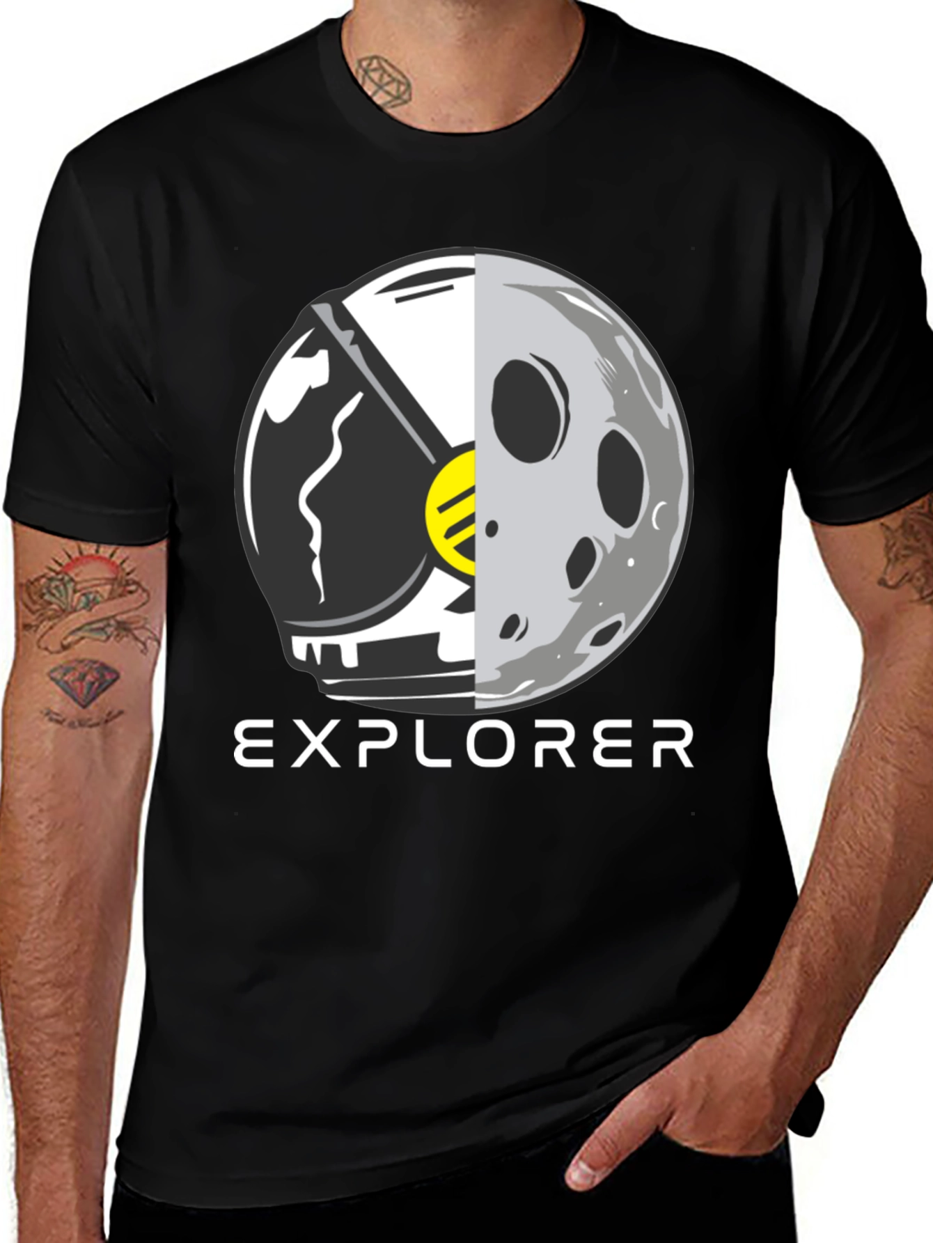 Variant 7 of Explorer T-Shirt - Space Helmet & Moon Design