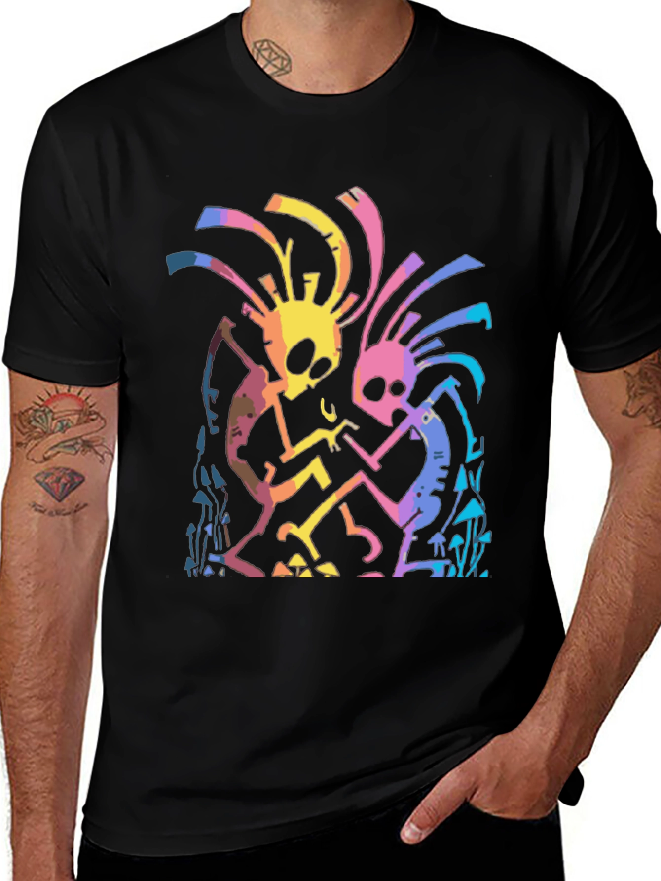 Psychedelic Dancing Skeletons Graphic Tee