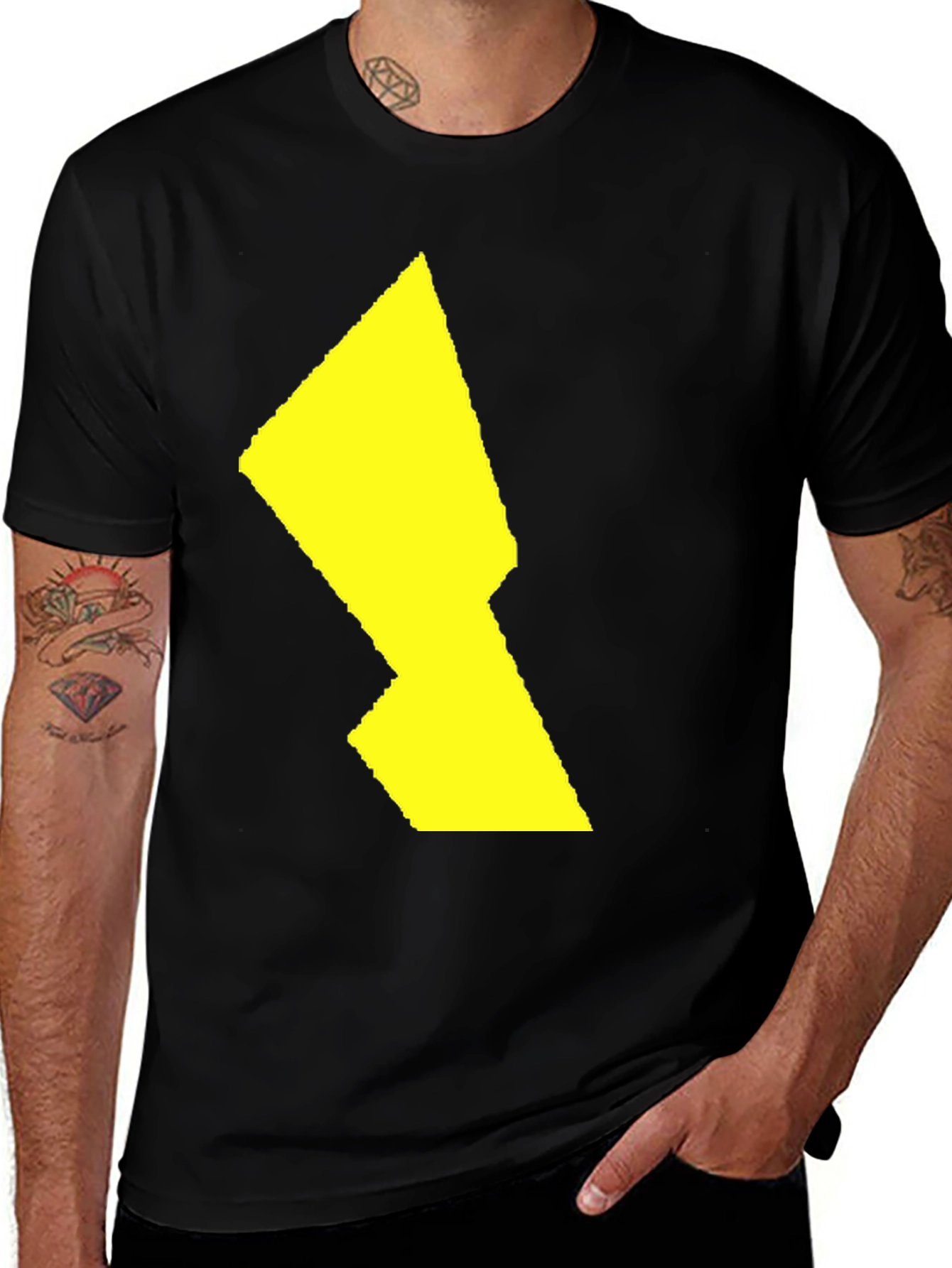 Variant 19 of Bold Yellow Graphic Print Men's Black Tee