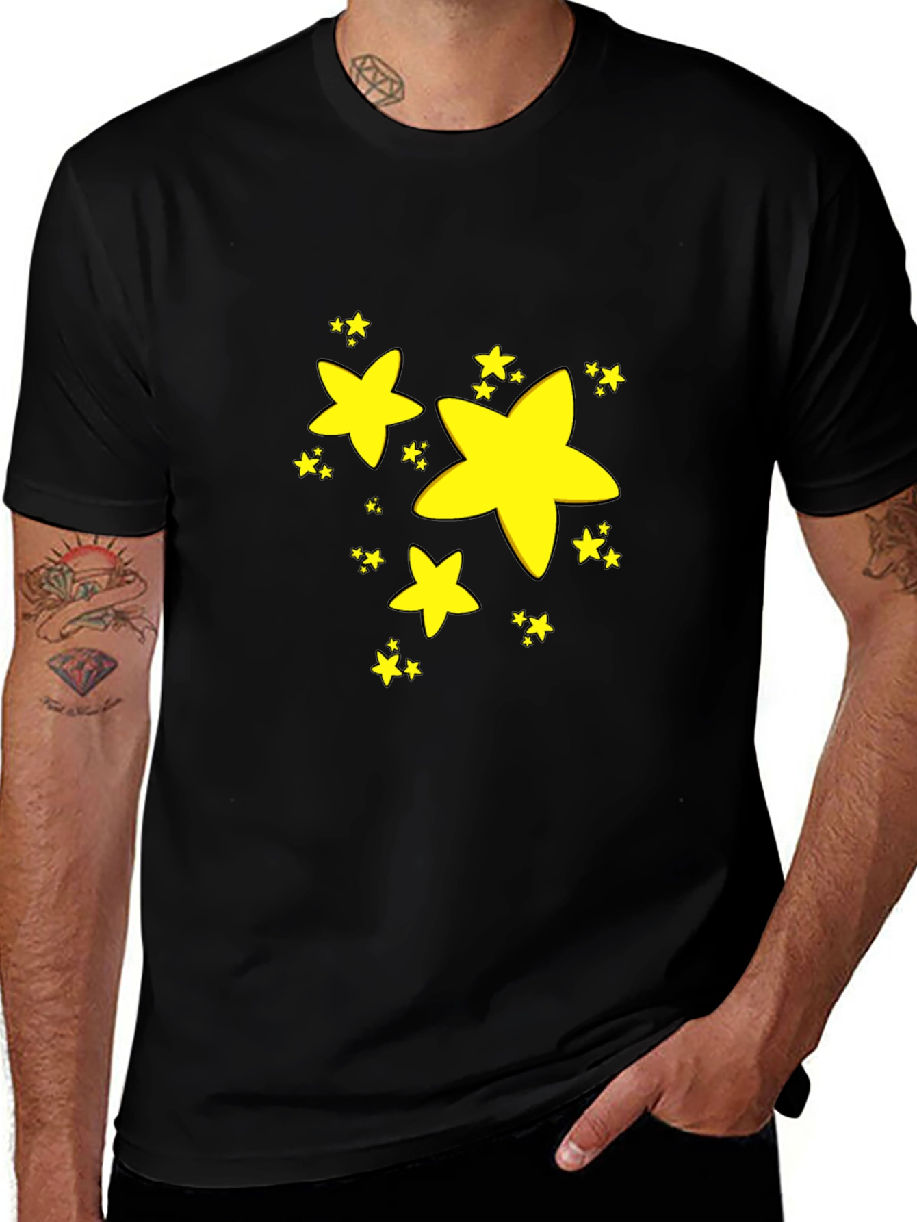 Black Stars Graphic Black T-Shirt main image