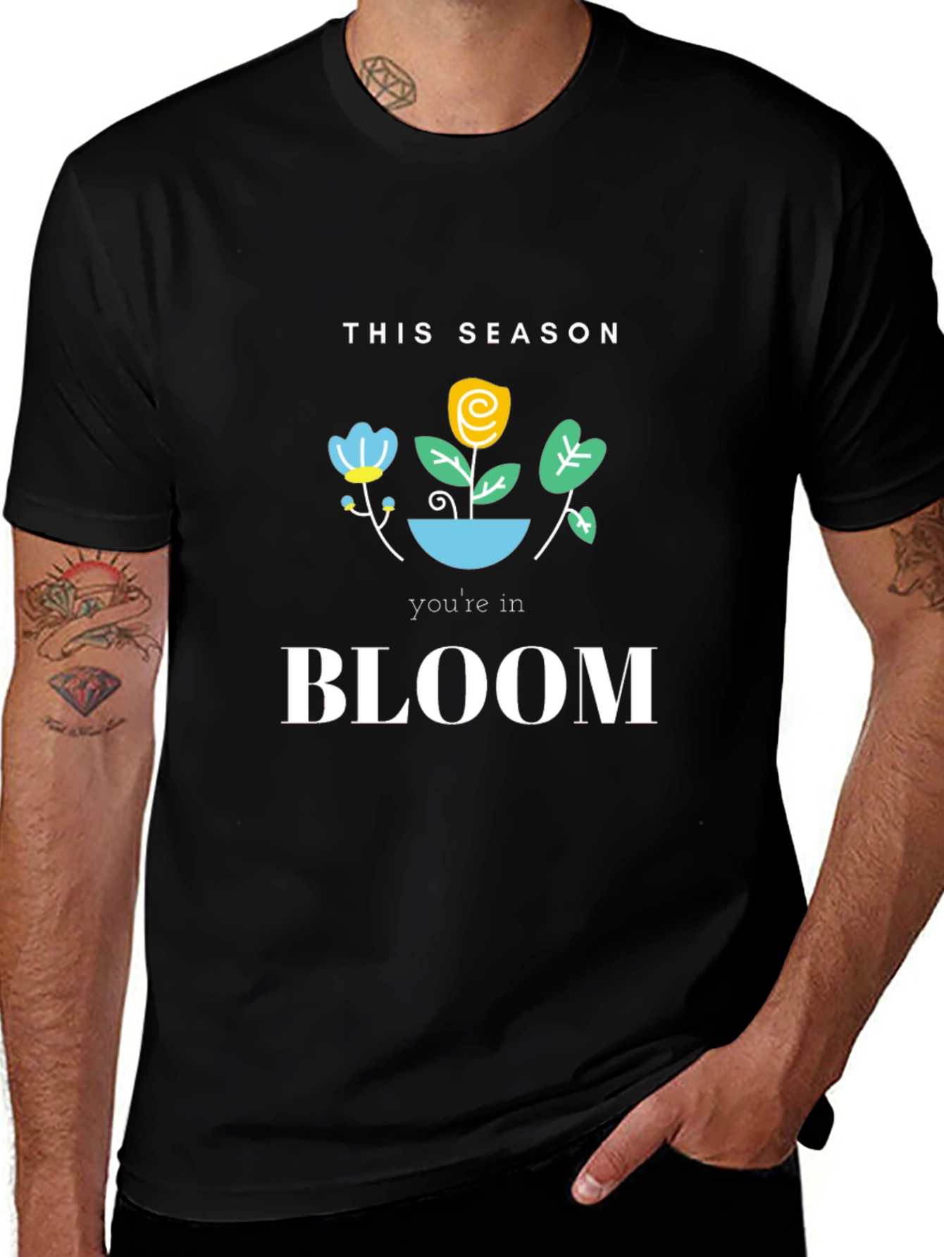 Variant 11 of Bloom Season Graphic Tee - Black Cotton T-Shirt