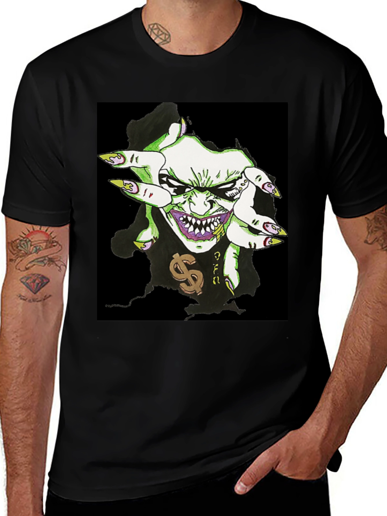 Variant 30 of Men's Black Graphic Tee - Joker Design