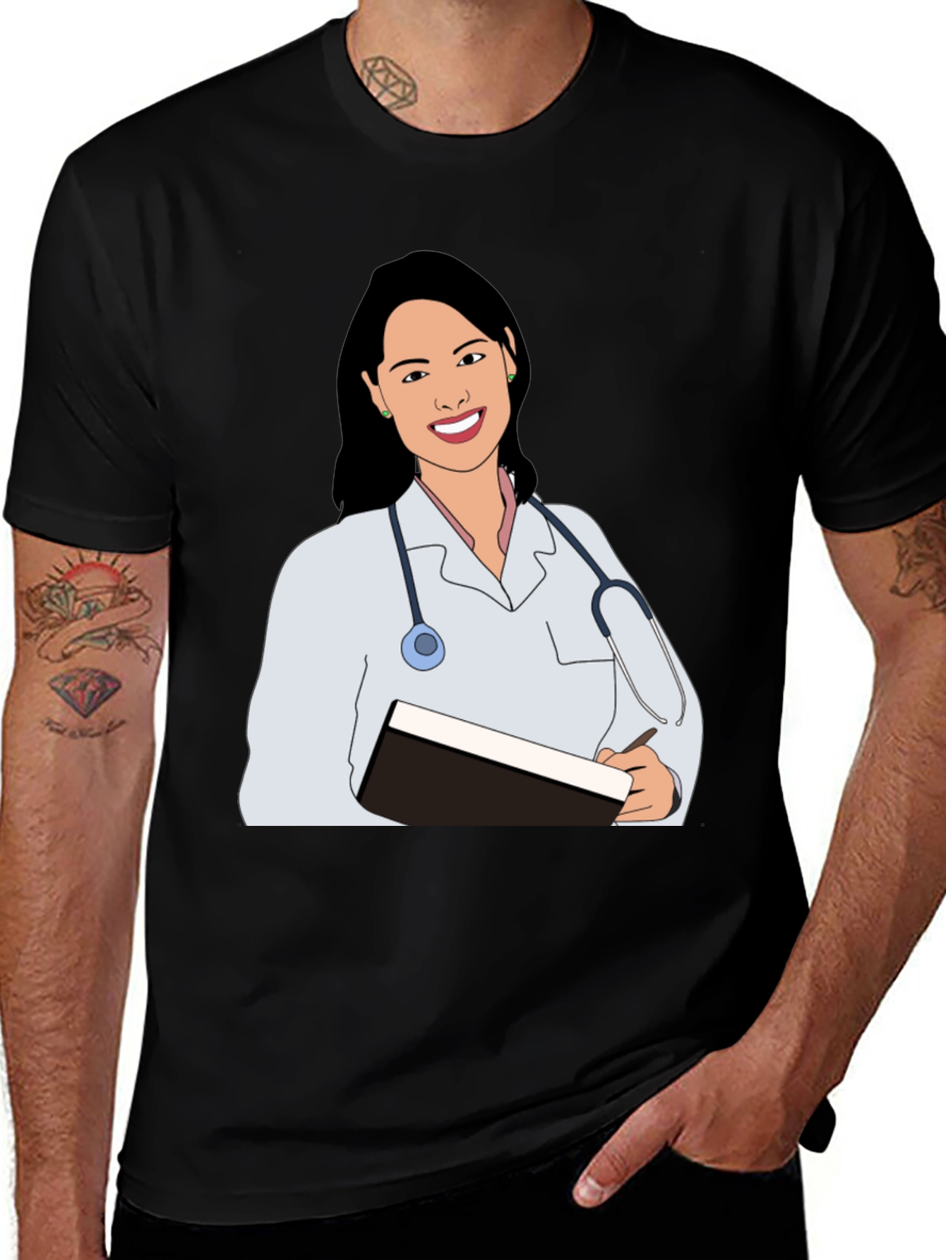 Variant 11 of Doctor Cartoon Graphic Black T-Shirt