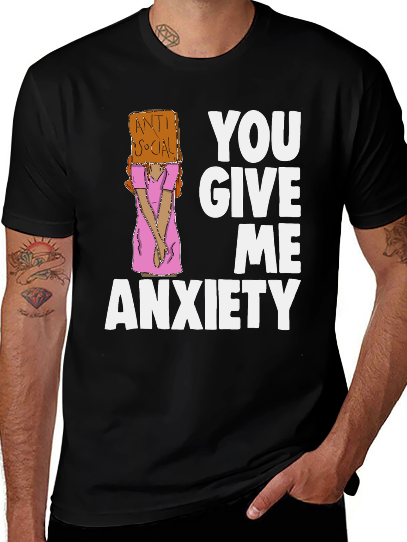 Black You Give Me Anxiety Graphic Tee main image