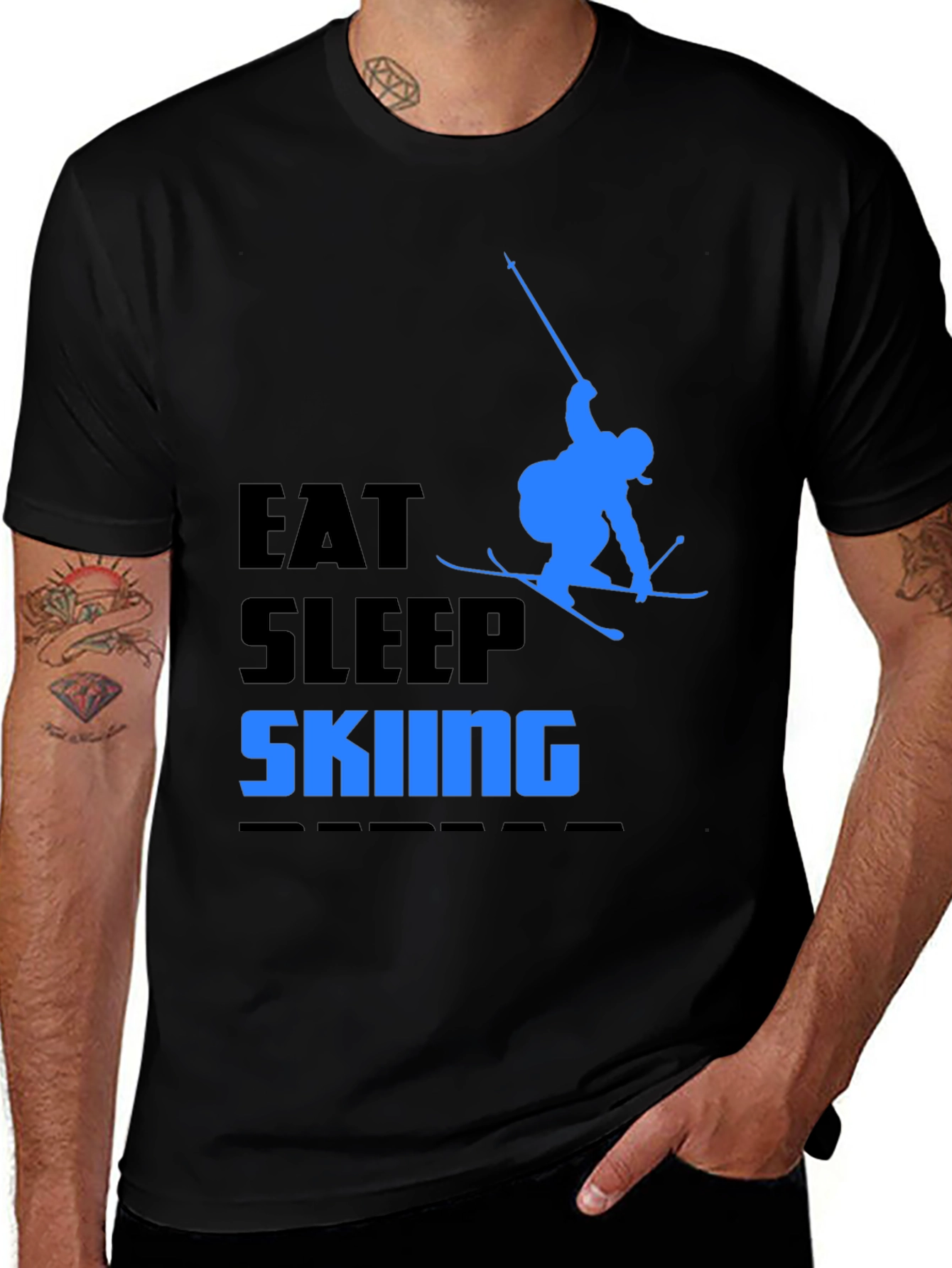 Variant 27 of Eat Sleep Skiing Black T-Shirt