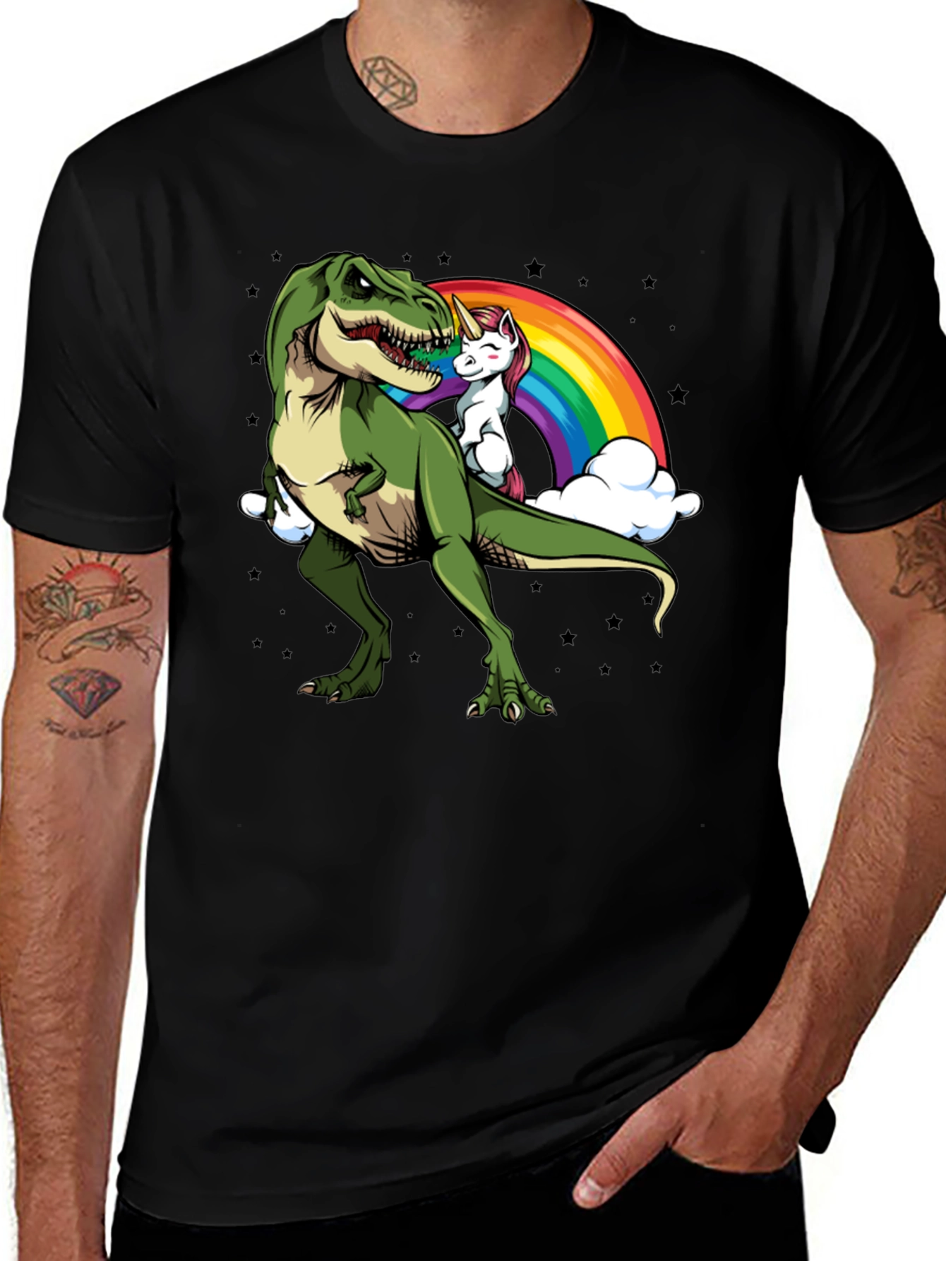 Variant 5 of T-Rex Unicorn Rainbow Graphic Tee