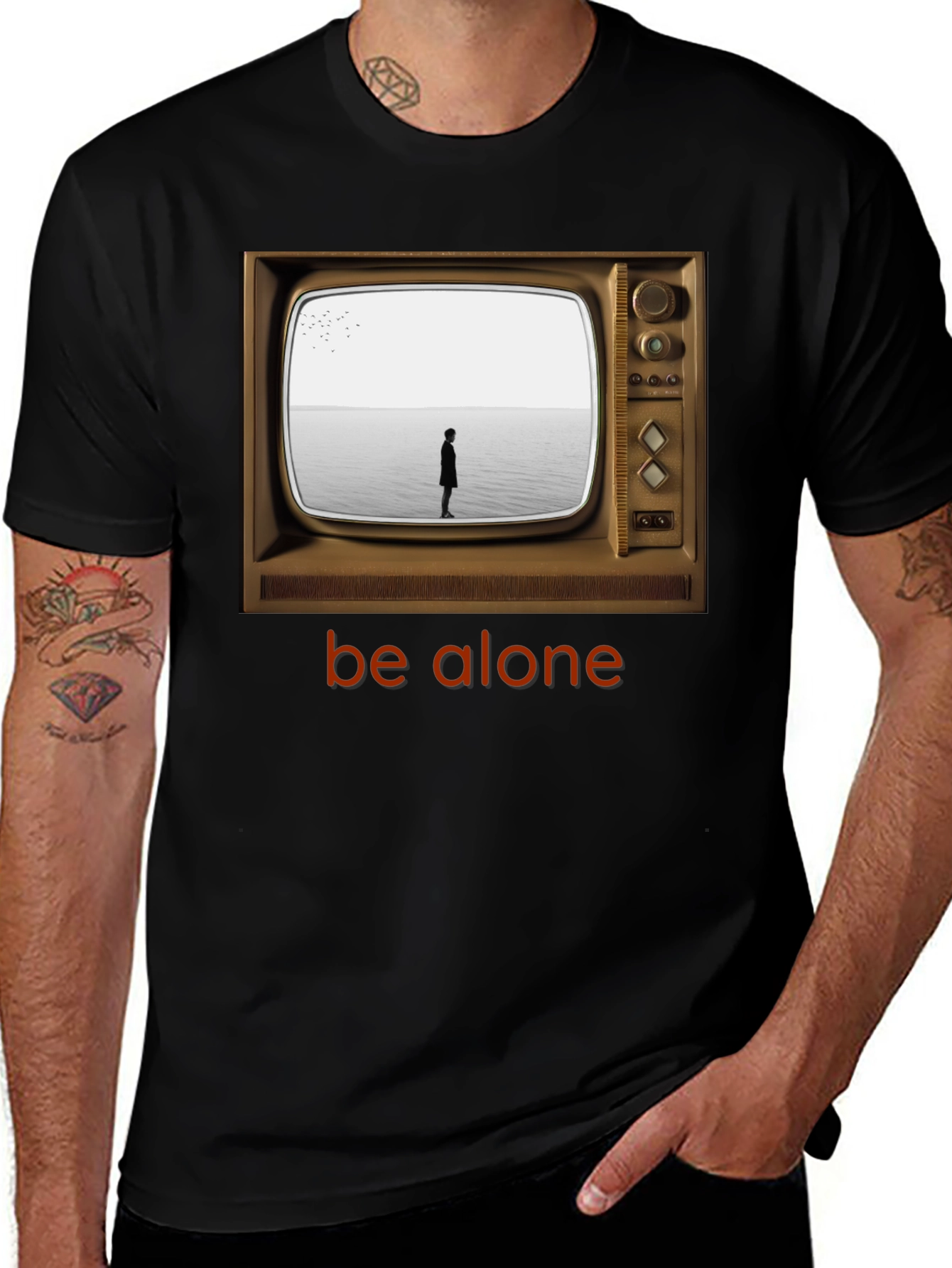 Variant 25 of Retro TV Be Alone Graphic T-Shirt