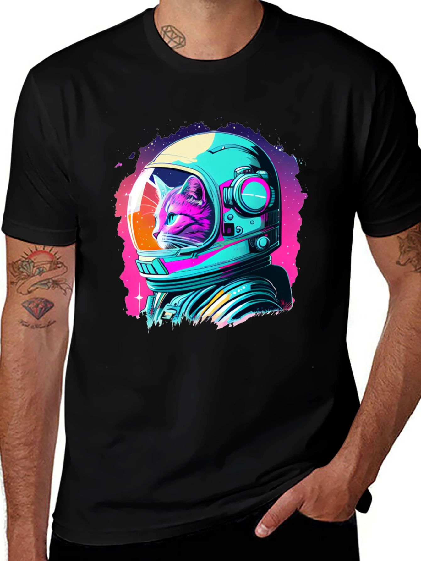 Variant 12 of Cat Astronaut T-Shirt - Galaxy Design