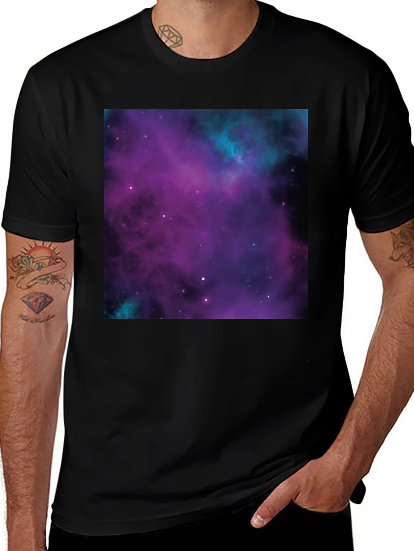 Galaxy Print Black T-Shirt