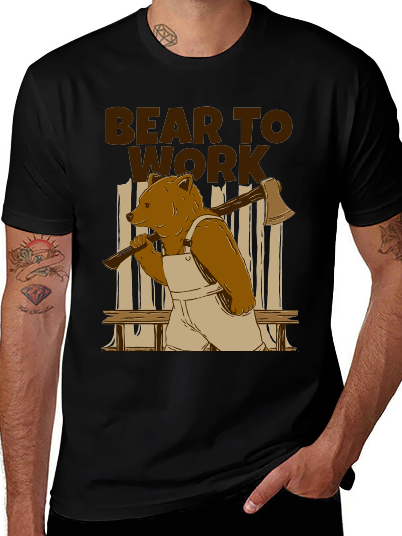 Variant 12 of Bear to Work T-Shirt - Lumberjack Style