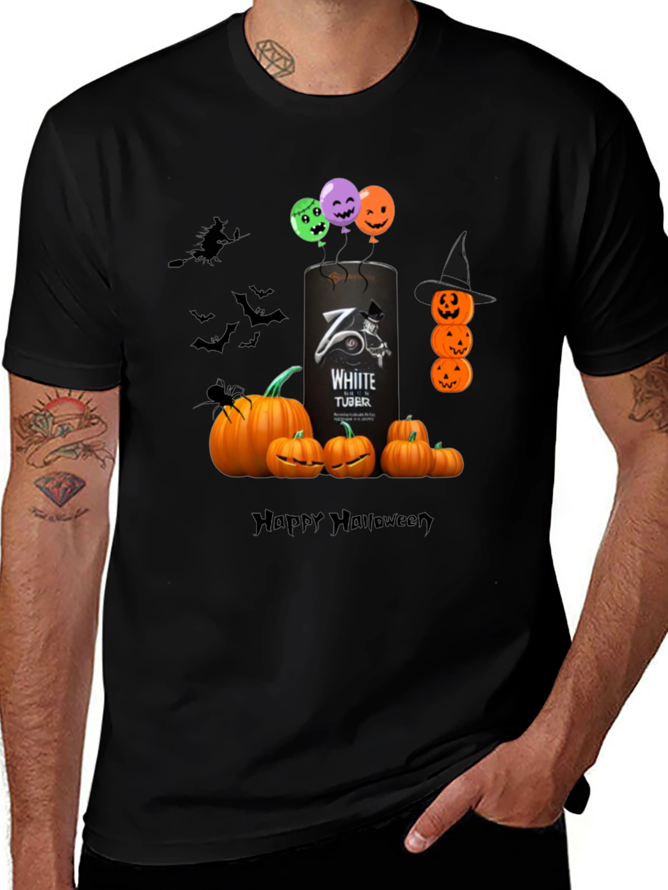 Halloween Black T-Shirt with Pumpkin Design