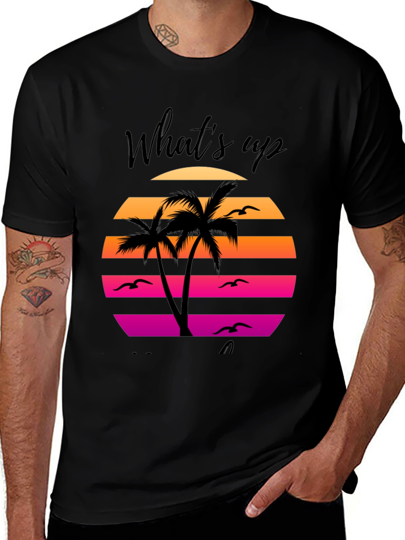 Variant 29 of Sunset Palm Tree Graphic Tee - Relaxed Fit