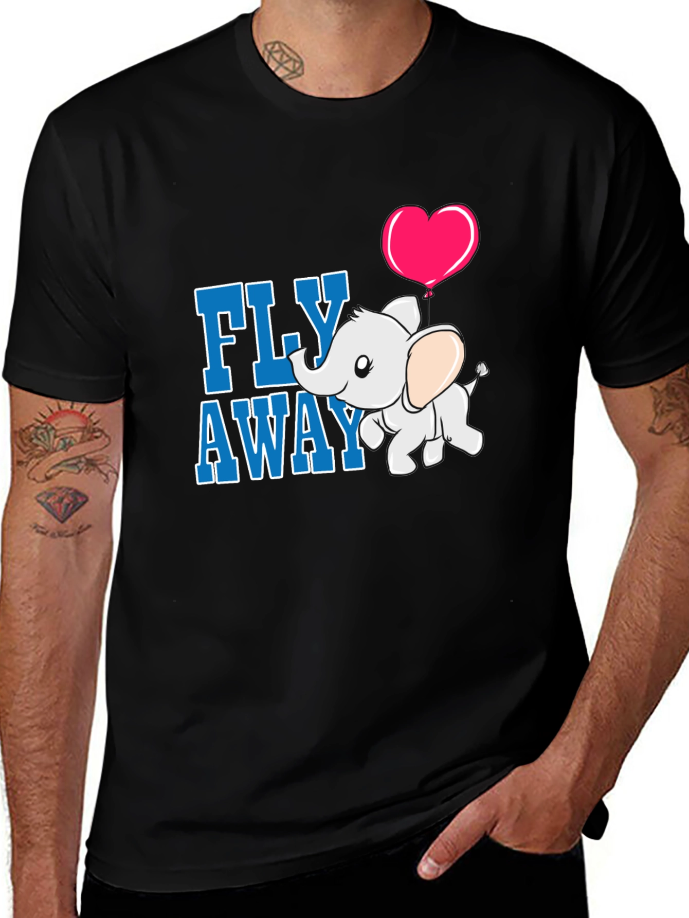 Variant 20 of Cute Elephant 'Fly Away' Graphic T-Shirt