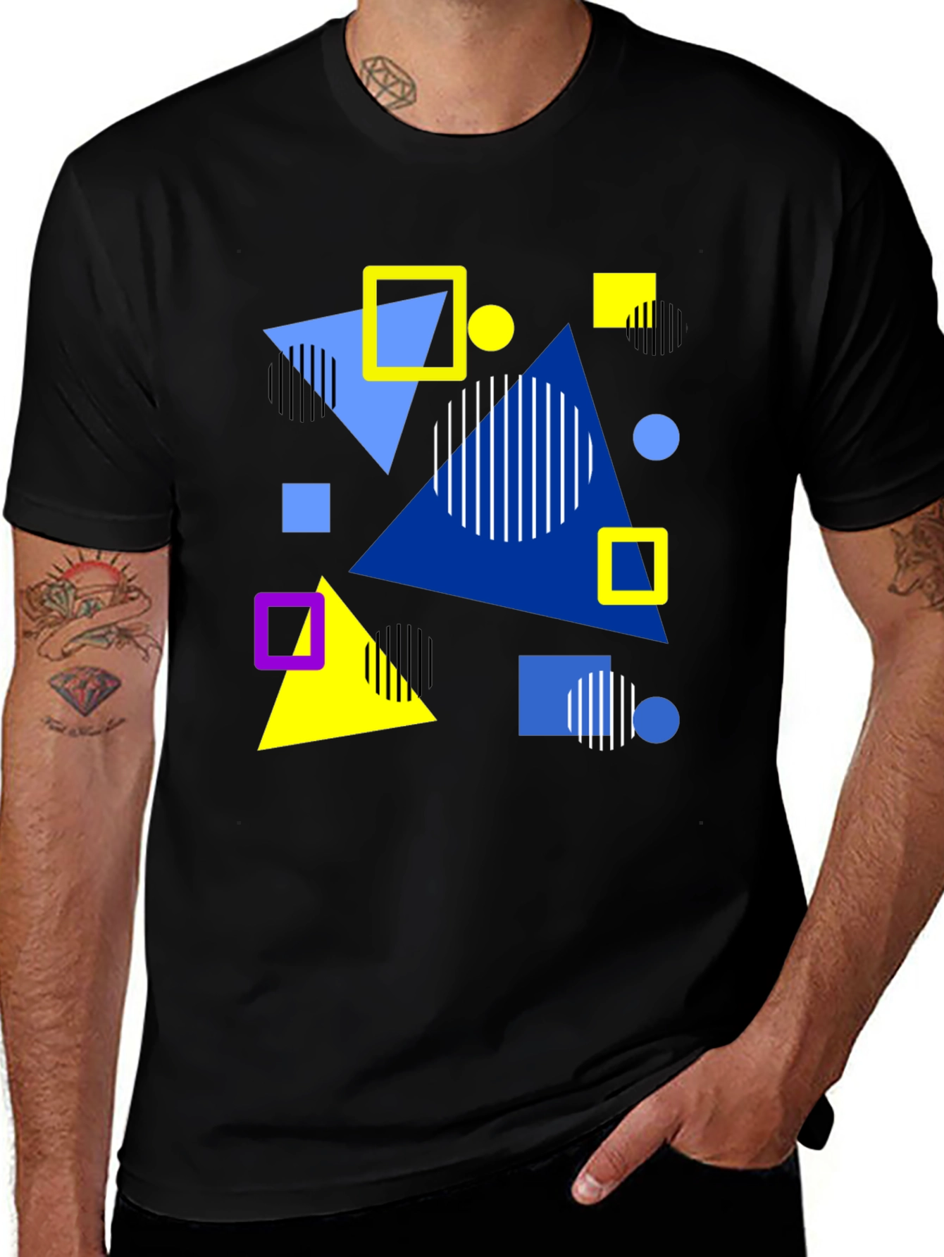 Variant 28 of Geometric Pattern Black T-Shirt