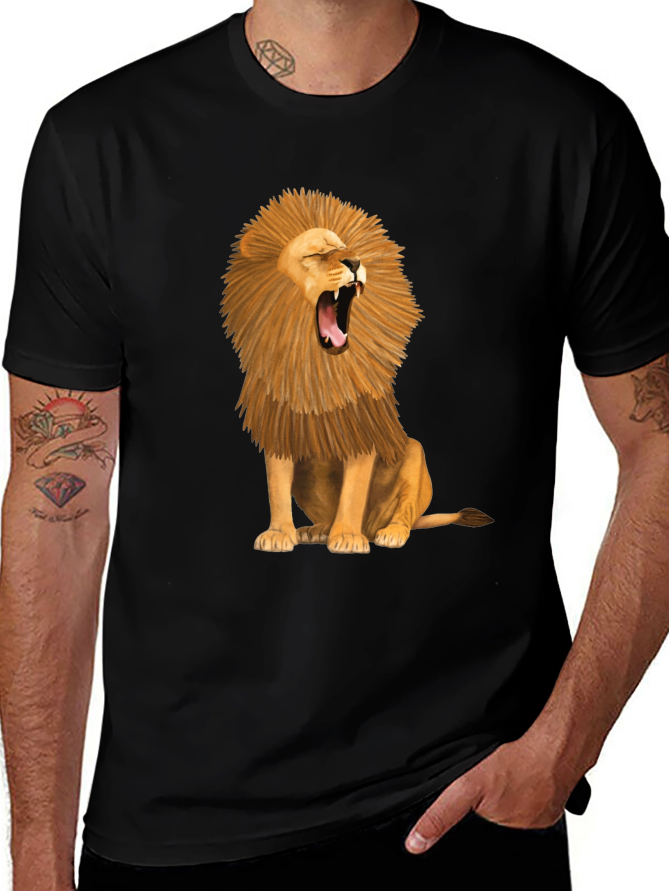 Variant 27 of Lion Graphic Print Black T-Shirt