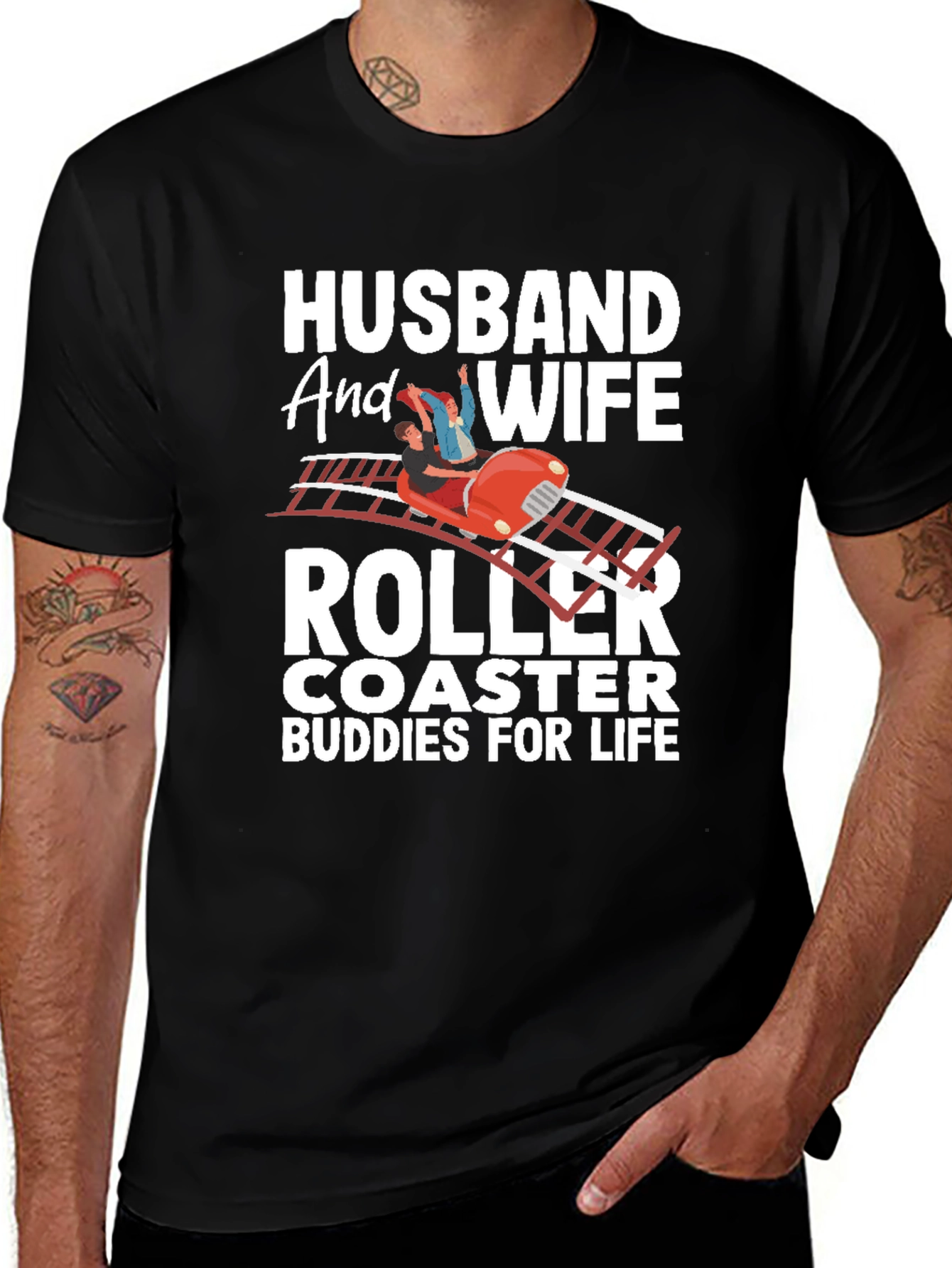 Variant 8 of Husband and Wife Roller Coaster Buddies T-Shirt