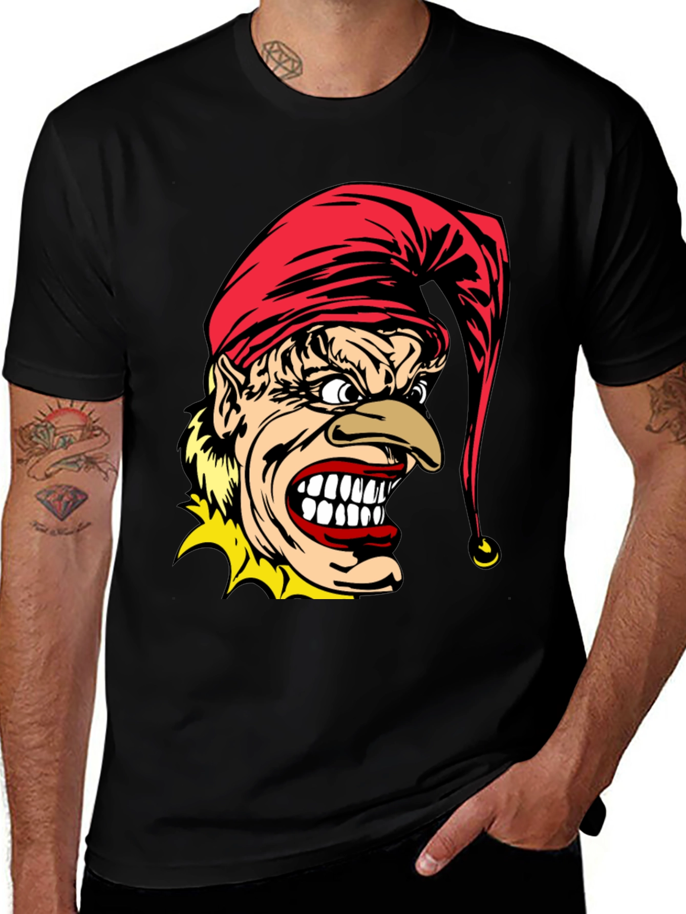 Variant 27 of Men's Black T-Shirt with Goblin Graphic