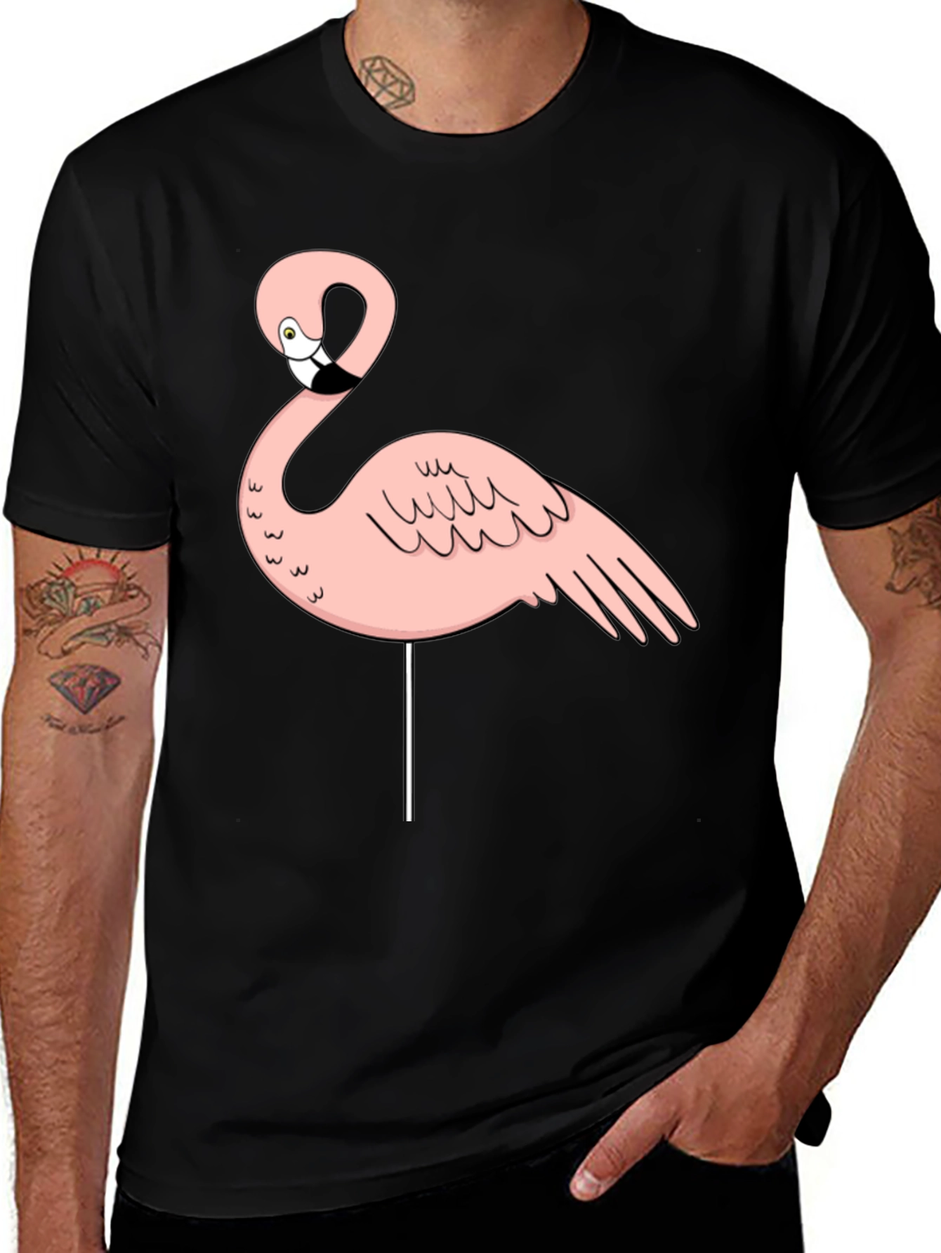 Flamingo Graphic Tee - Black Cotton Blend