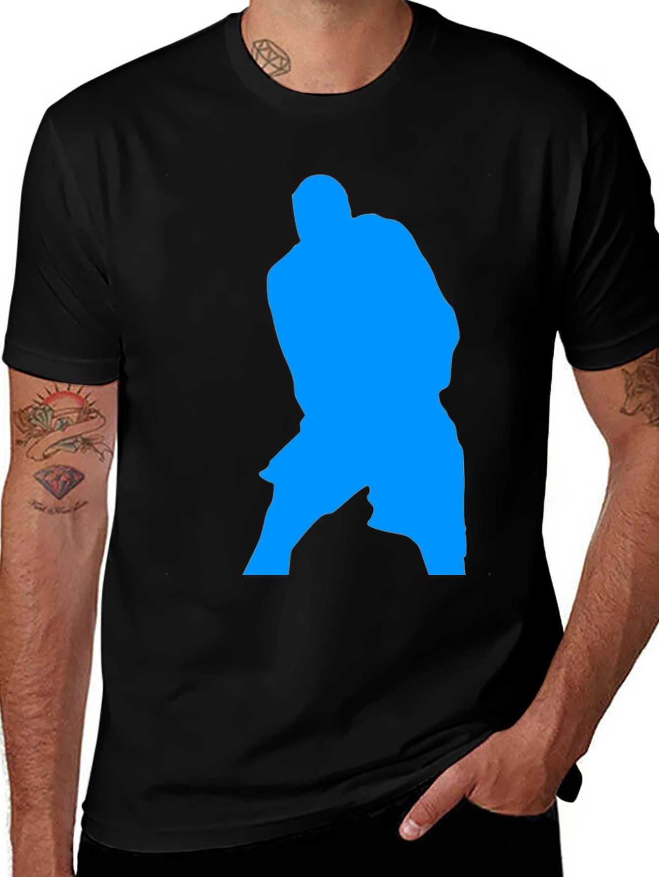 Variant 22 of Blue Silhouette Graphic Black T-Shirt
