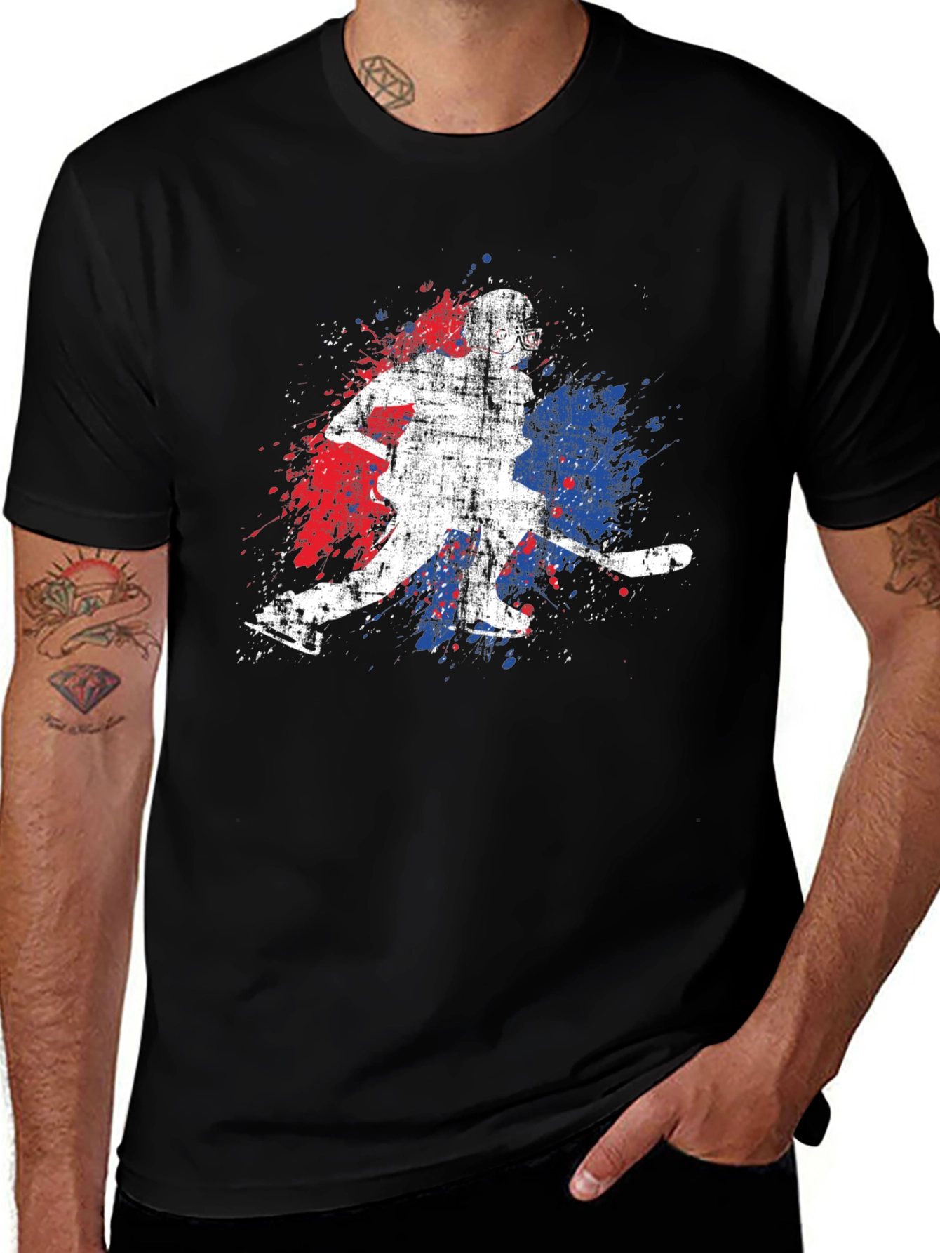 Black Hockey Player Graphic Tee - Sporty Style main image