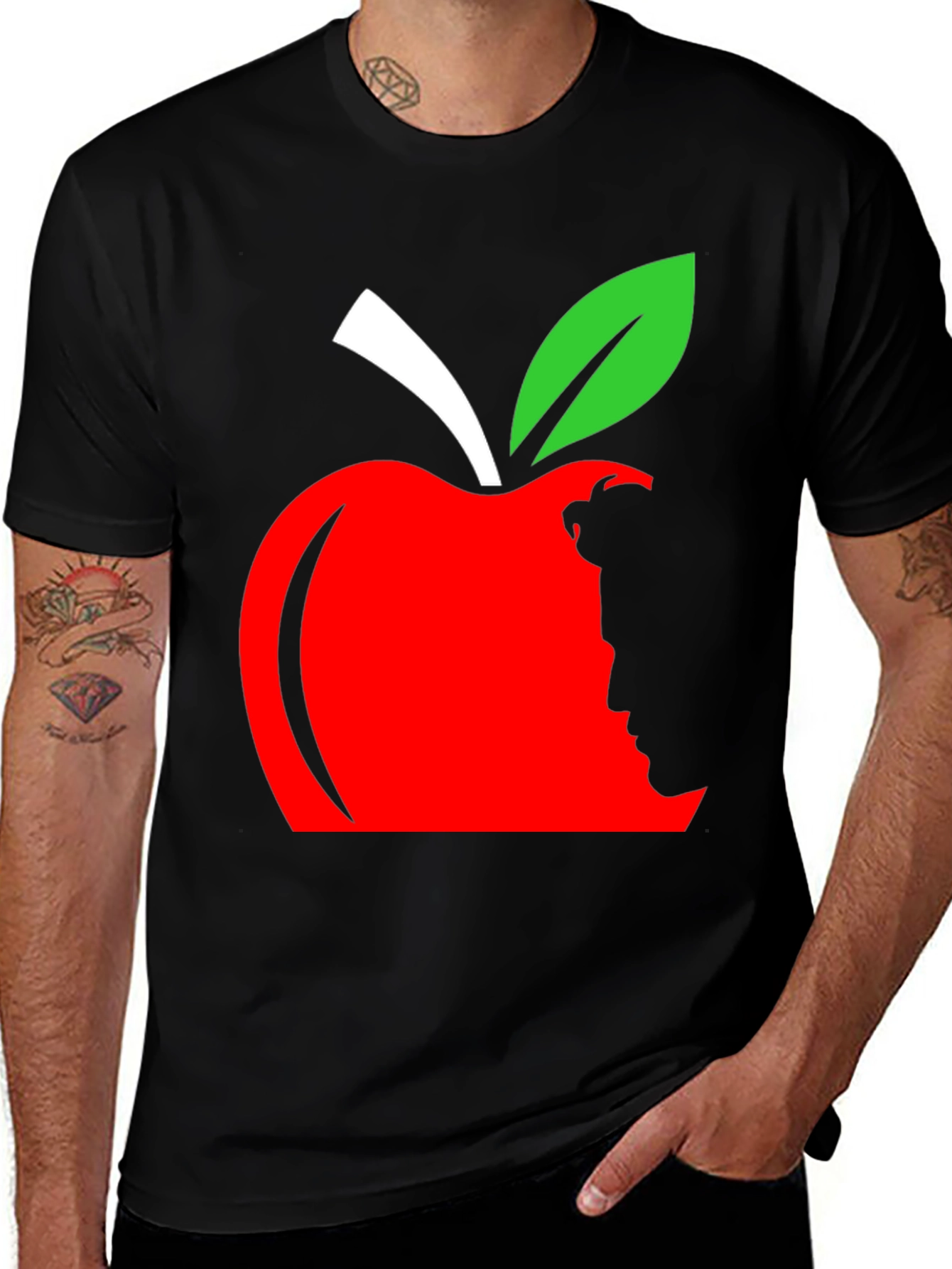 Variant 29 of Optical Illusion Apple Silhouette Graphic Tee
