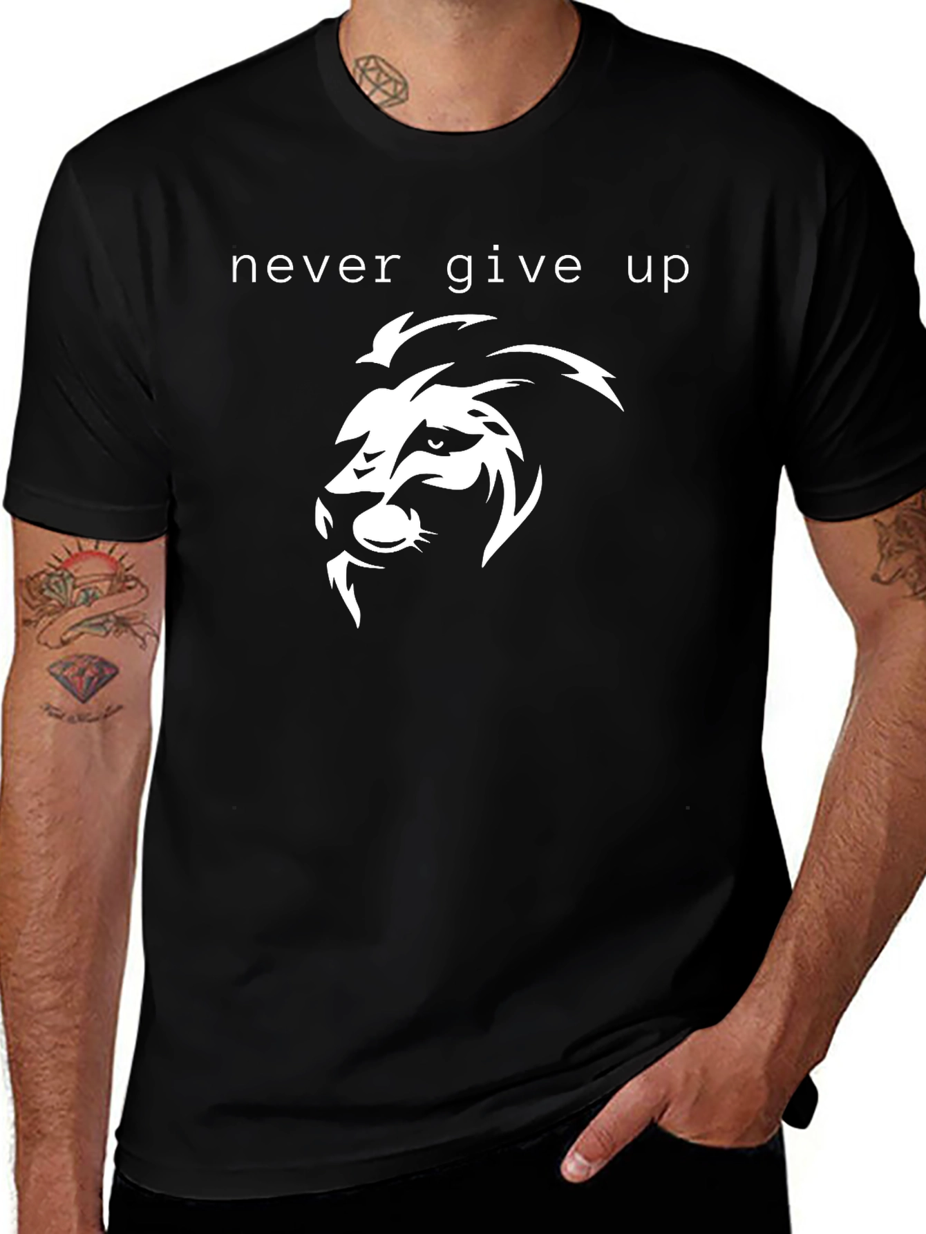 Variant 11 of Never Give Up Lion Graphic Tee
