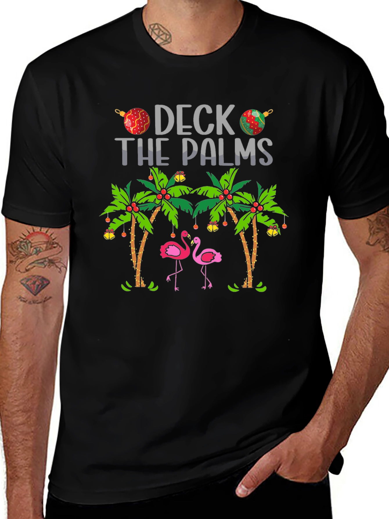 Variant 27 of Deck the Palms Flamingo T-Shirt - Holiday Beach Vibes