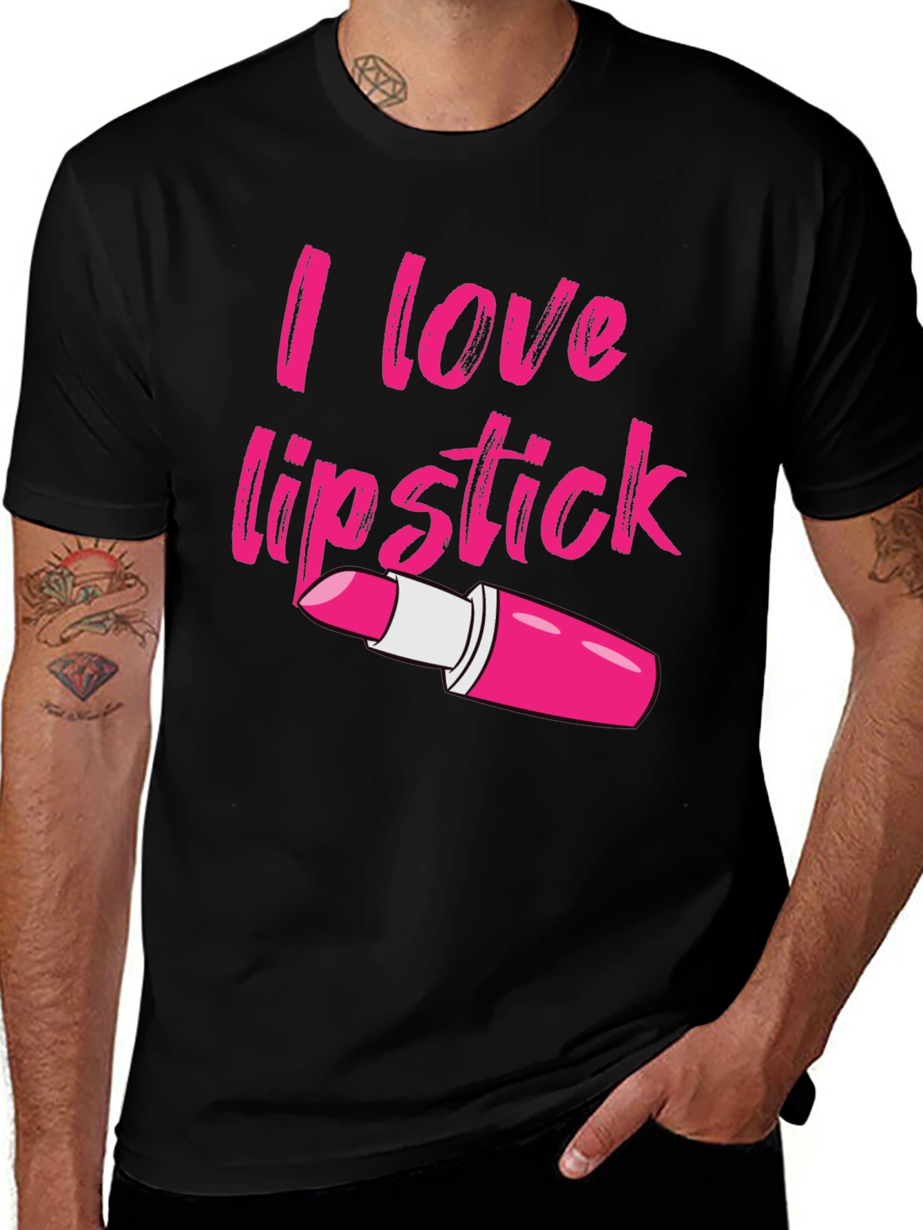 Black I Love Lipstick Graphic Tee - Unisex Cotton Blend main image