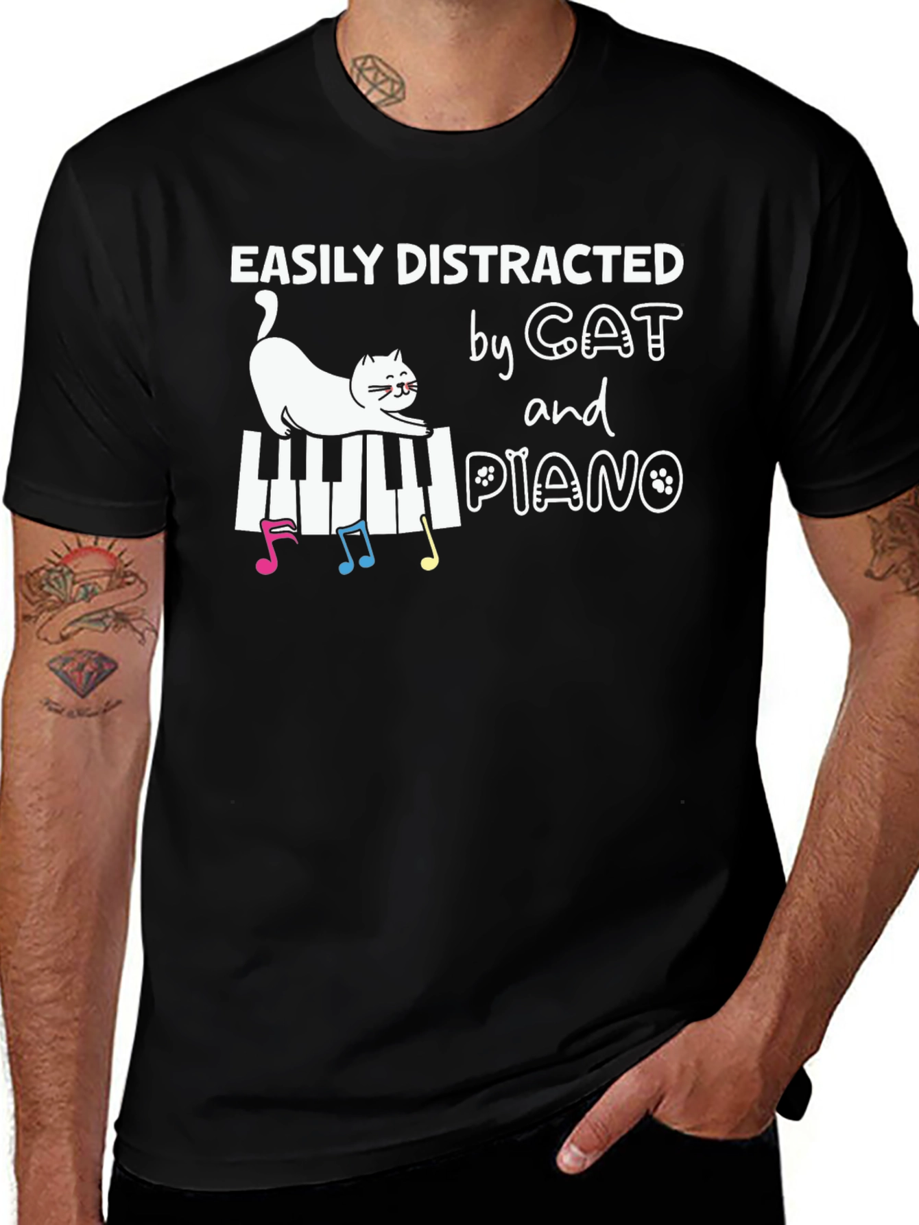 Variant 4 of Cat & Piano Distraction Tee