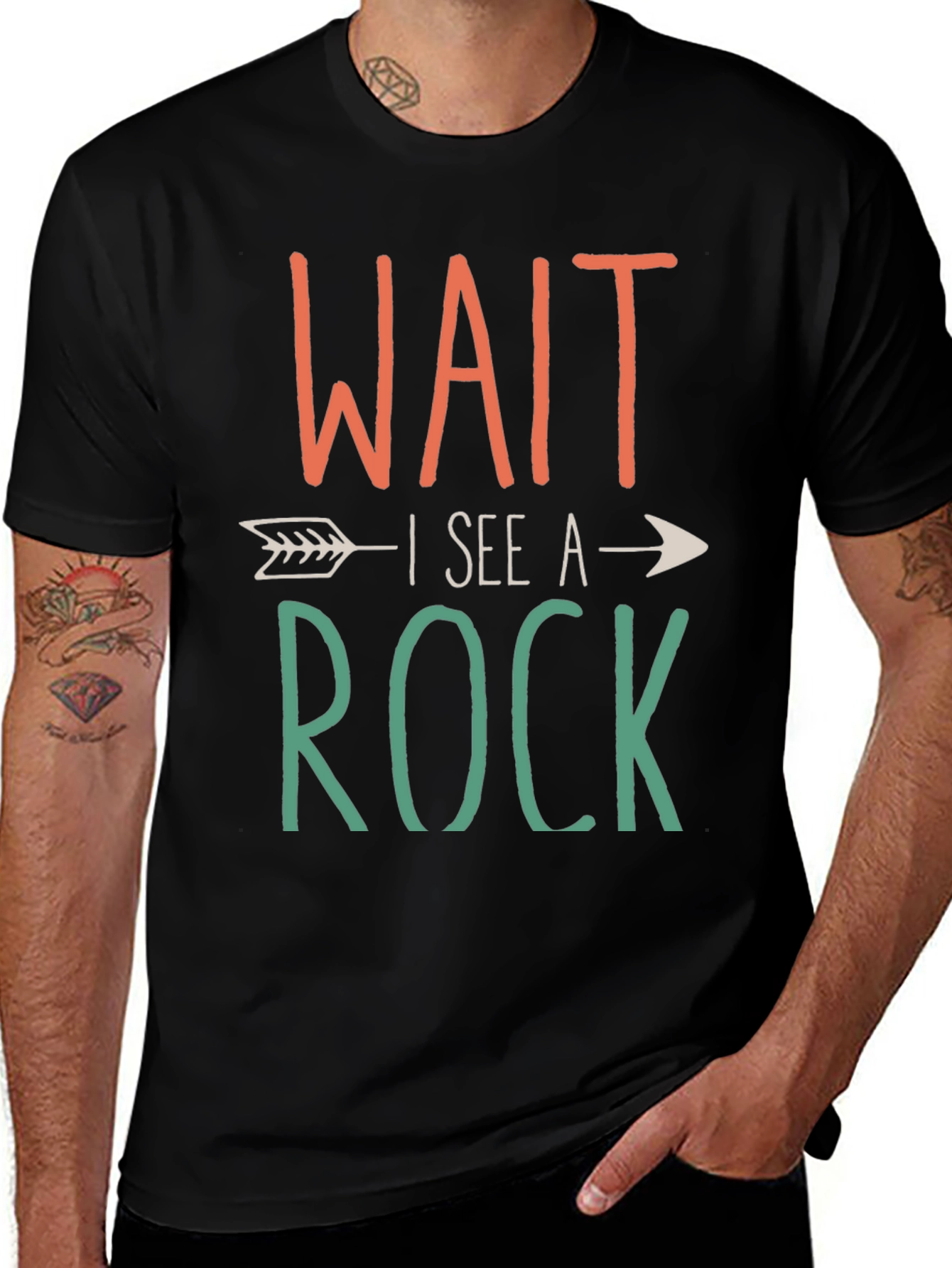 Variant 19 of Wait I See A Rock T-Shirt - Funny Rockhound Tee