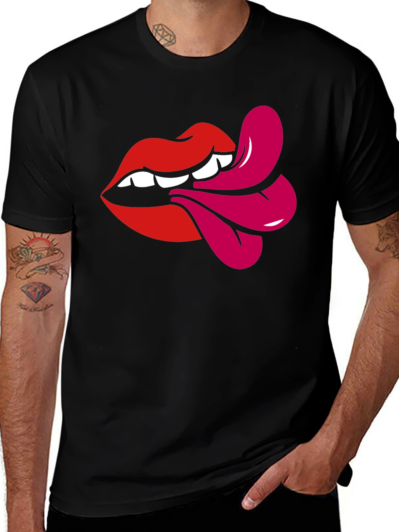 Variant 29 of Graphic Lips Tee - Trendy Pop Art Shirt