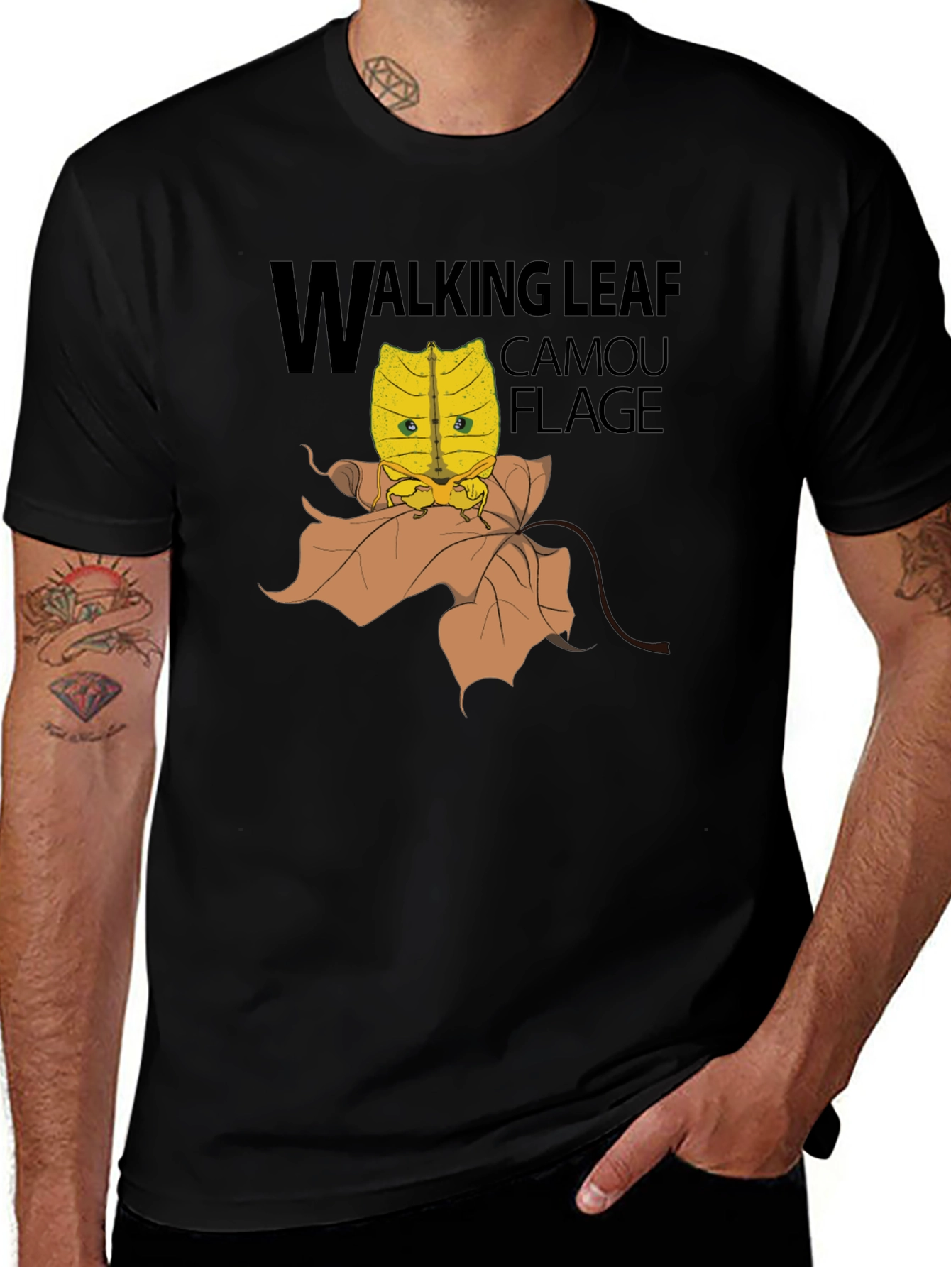 Variant 23 of Walking Leaf Camouflage T-Shirt - Unique Insect Design