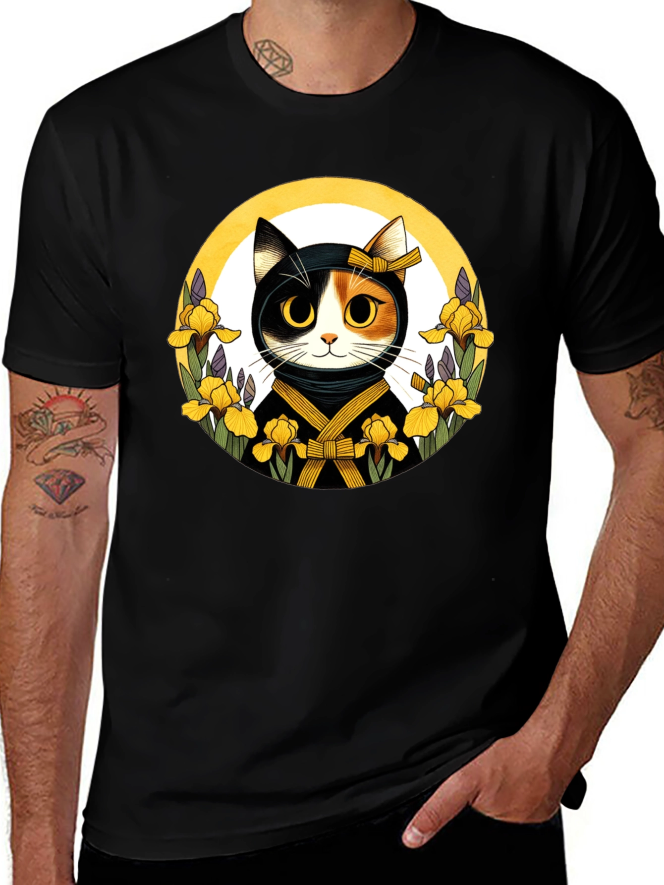 Ninja Cat Graphic Tee - Unisex Black T-Shirt