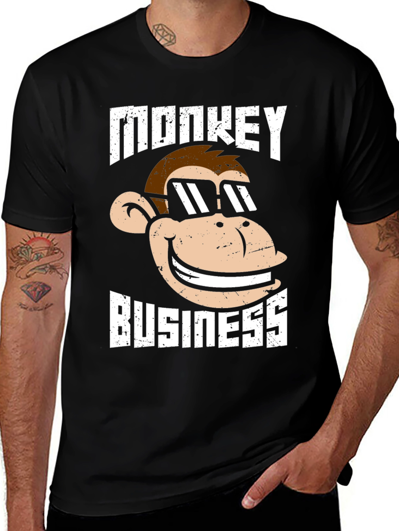 Variant 12 of Monkey Business Graphic T-Shirt - Black