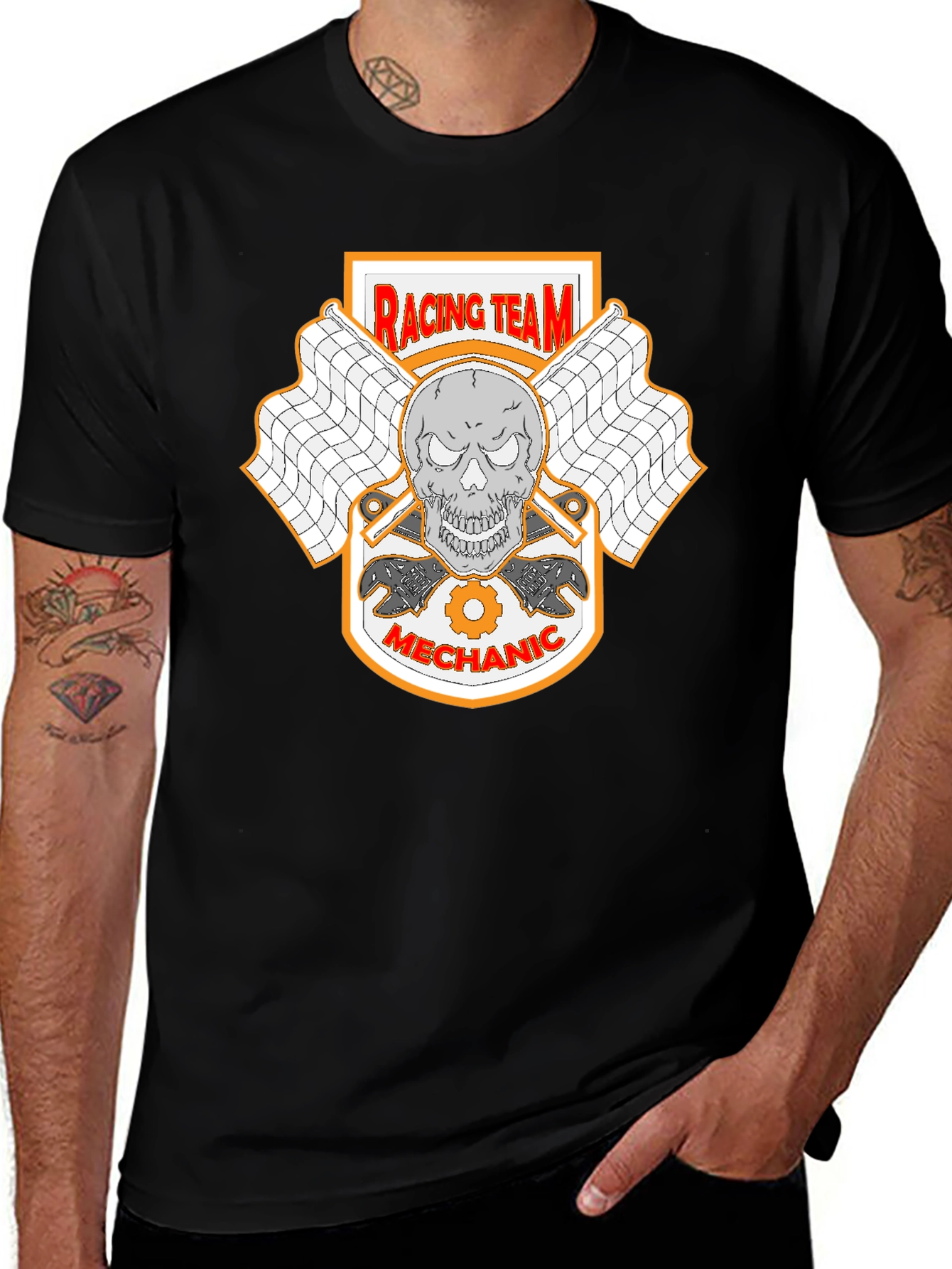 Variant 2 of Racing Team Mechanic Skull T-Shirt