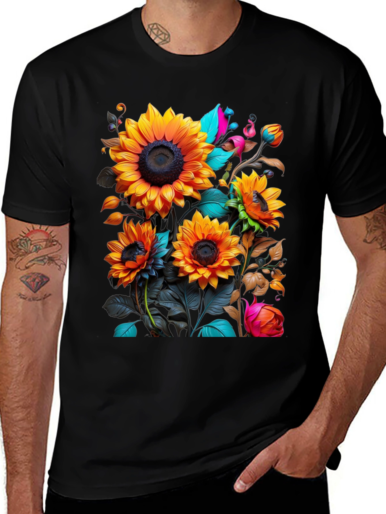 Variant 17 of Sunflower Graphic T-Shirt - Stylish Floral Design